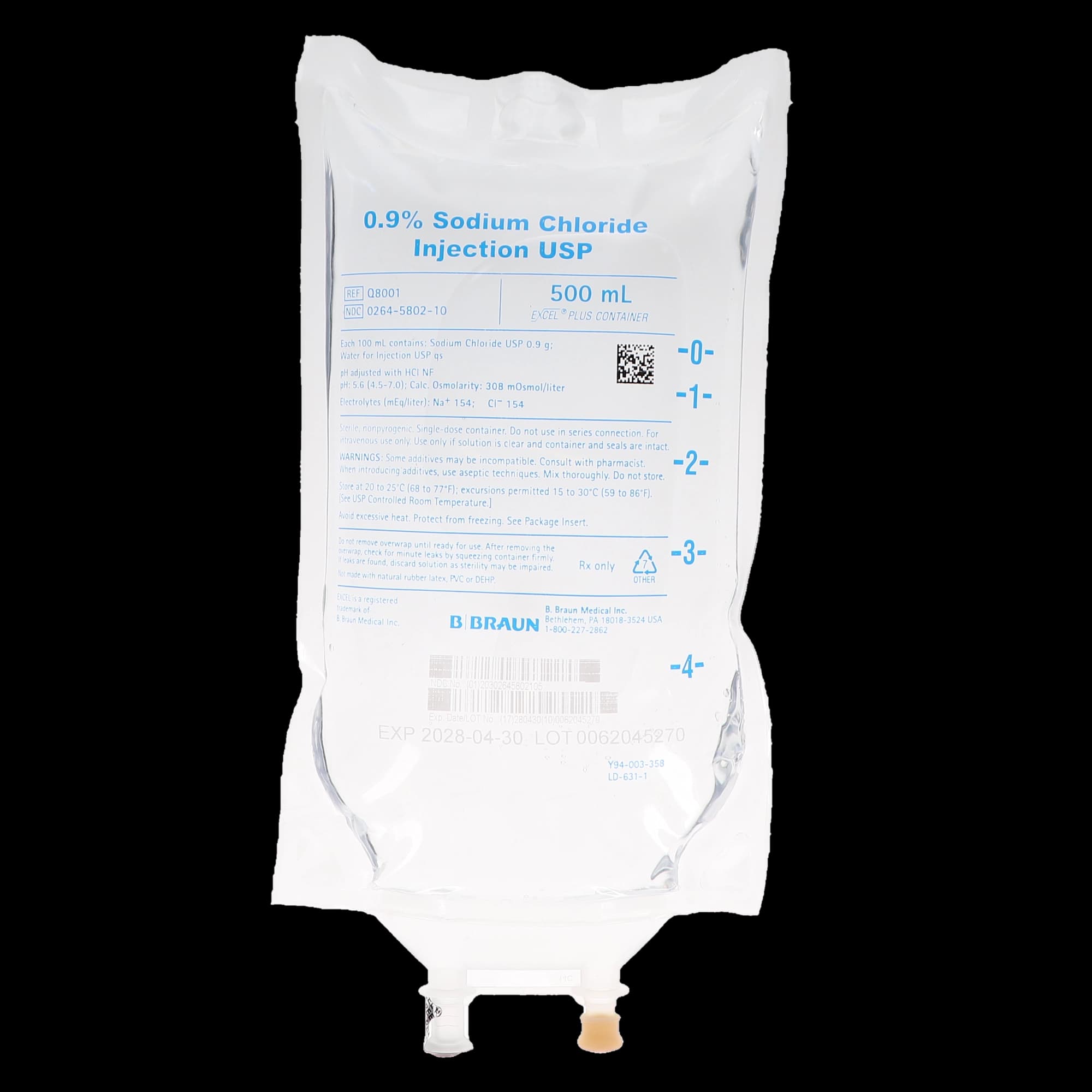 B. Braun 0.9% Sodium Chloride Injection, 500 mL - 0.9% Sodium Chloride Injection 500mL - Image 1