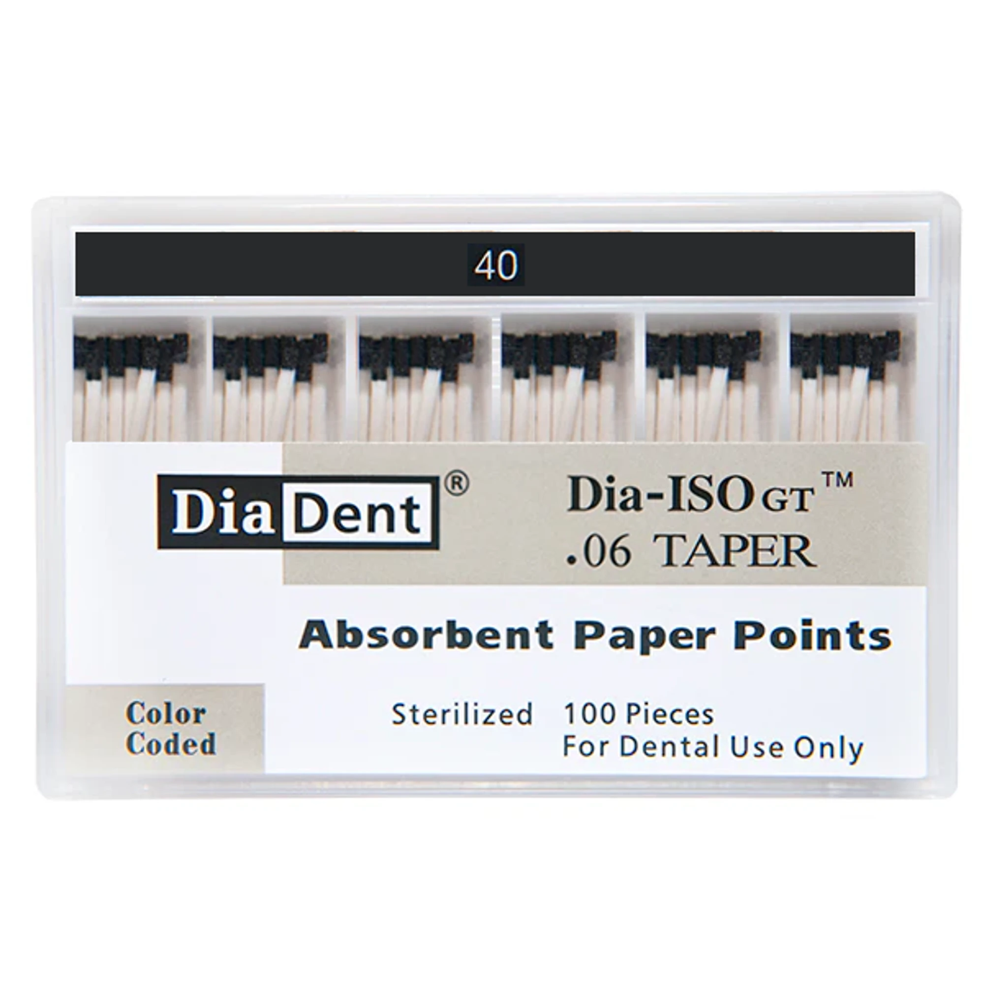DiaDent Dia-ISOGT Absorbent Paper Points, Tapered .06, Size #40, Black, 100/Box thumbnail 3