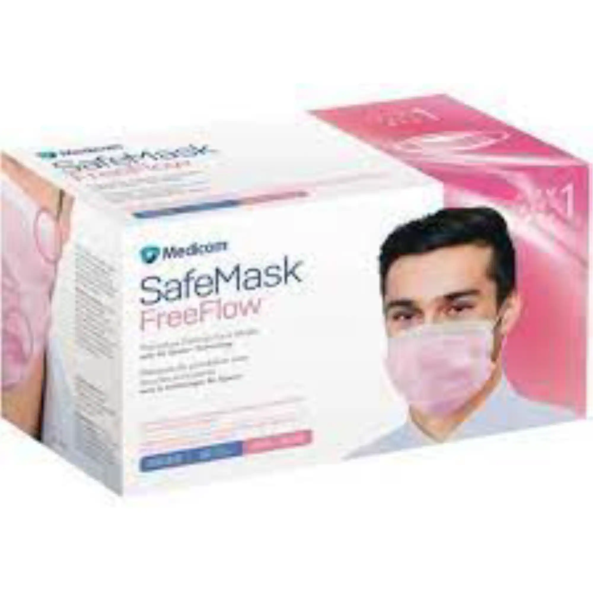 Medicom SafeMask FreeFlow Procedure Face Mask, ASTM Level 1, Pink, Ear Loop, 50/Box thumbnail 11