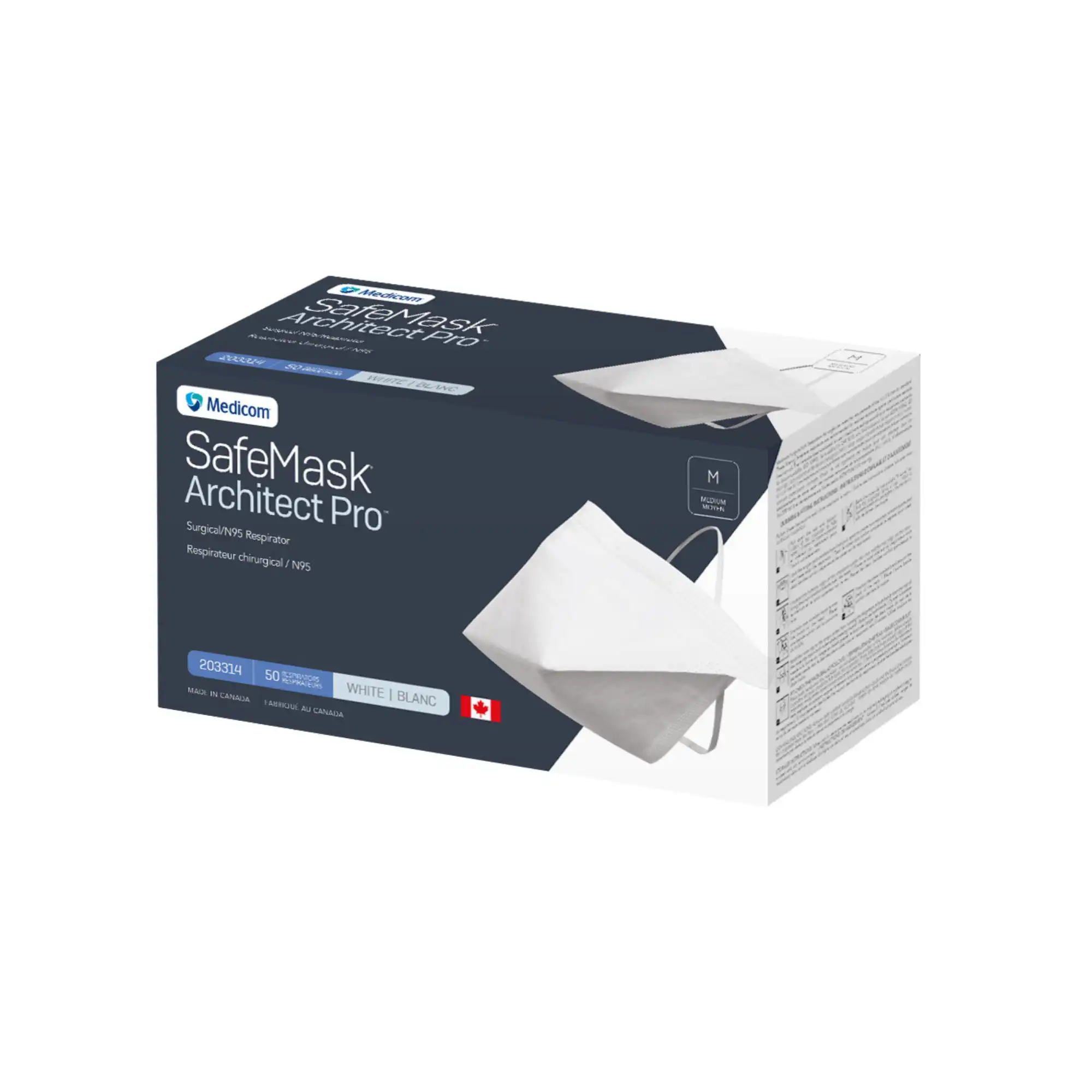 Medicom SafeMask Architect Pro N95 Surgical Respirator, Medium, White, 50/Box, 203314 thumbnail 12