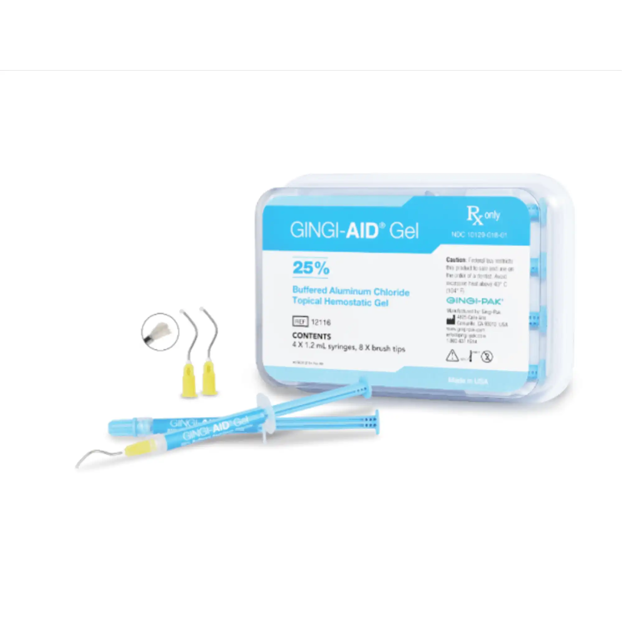 Gingi-Aid 25% Buffered Aluminum Chloride Hemostatic Gel Syringe Kit, 1.2 mL x 4 Syringes with 8 Brush Tips thumbnail 7