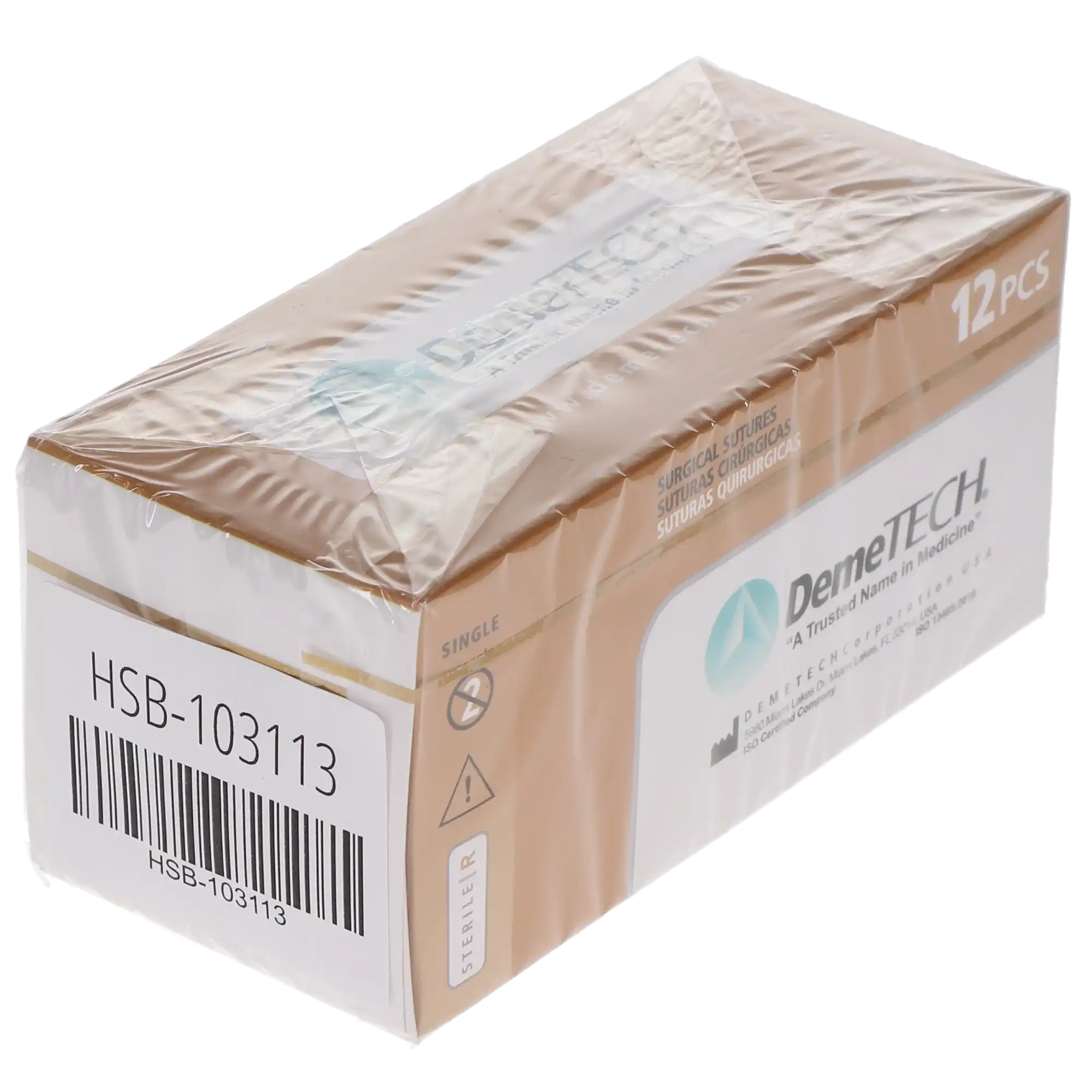 HSB Chromic Catgut Suture, 3-0, 19mm 3/8 Circle Reverse Cutting Needle, 70cm, Brown, 36/Bx thumbnail 4