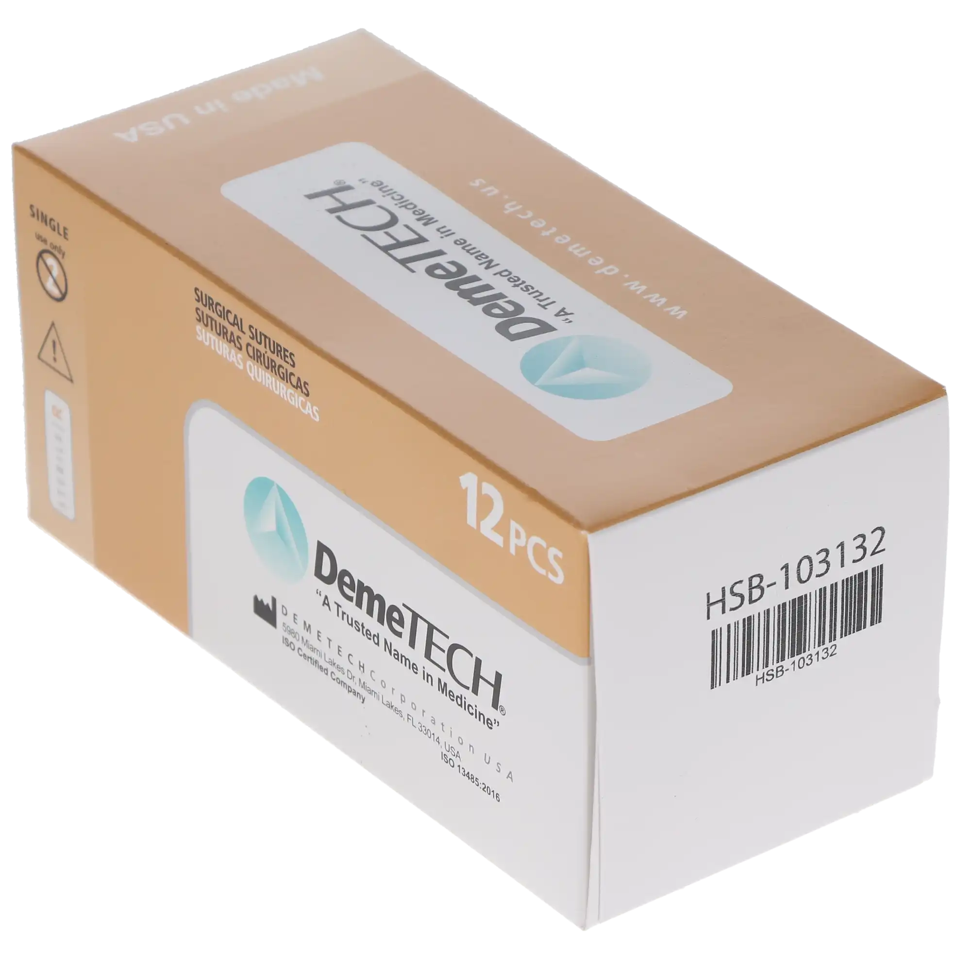 HSB Chromic Gut Suture, 4-0, 45cm, 15mm DX-8 1/2 Circle Reverse Cutting Needle, Brown, 12/Bx thumbnail 2