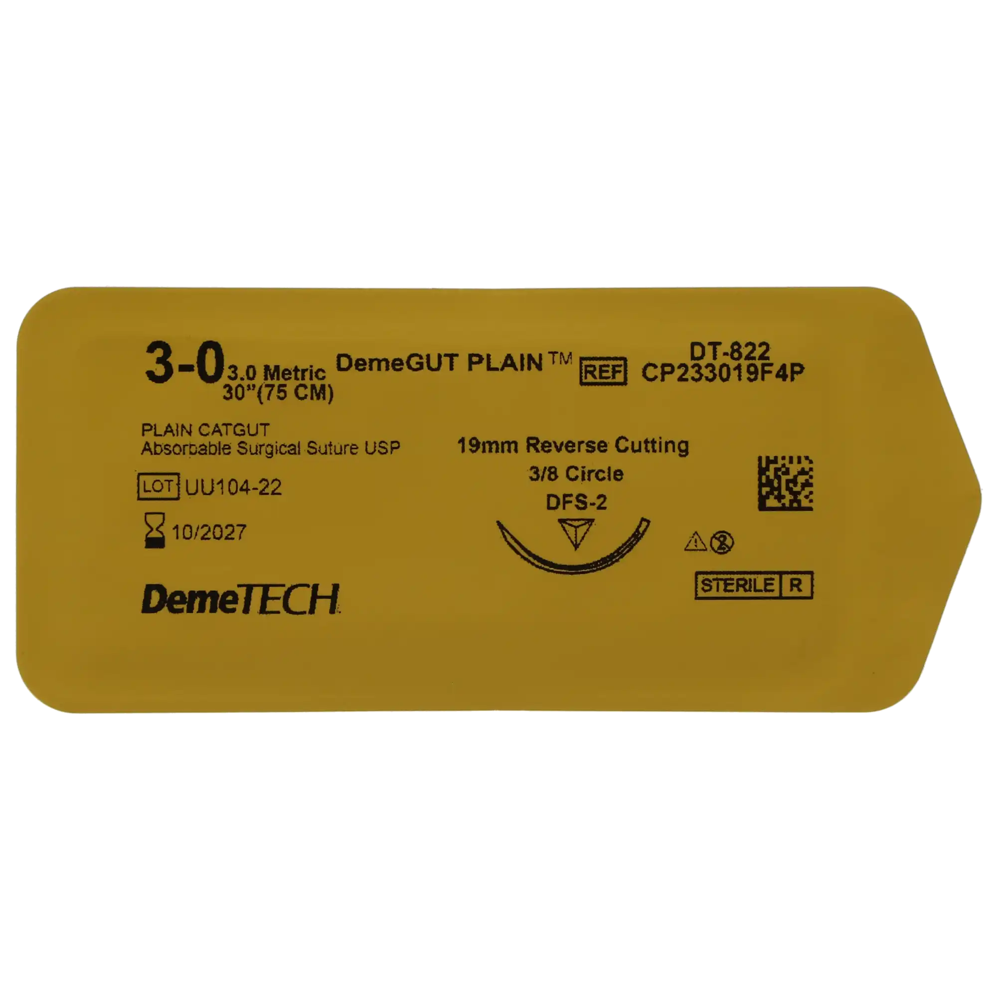 HSB Plain Gut Suture, 3/0, 19mm DFS-2, 3/8 Circle Reverse Cutting, 70cm, Beige, 12/Bx thumbnail 2