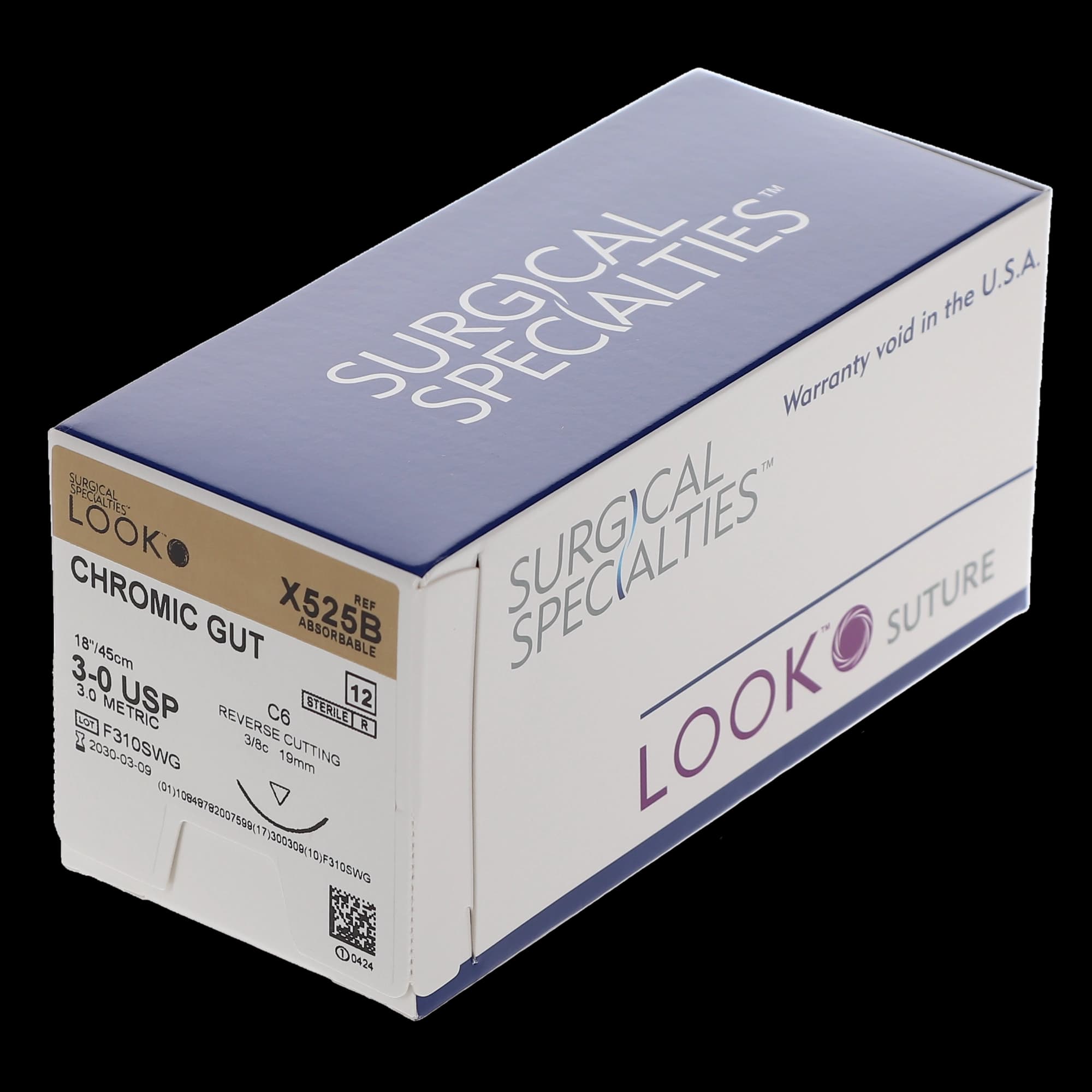 Look Sutures Chromic Gut, 3-0, 18", C6, 3/8 Circle Reverse Cutting, 12/Bx thumbnail 6