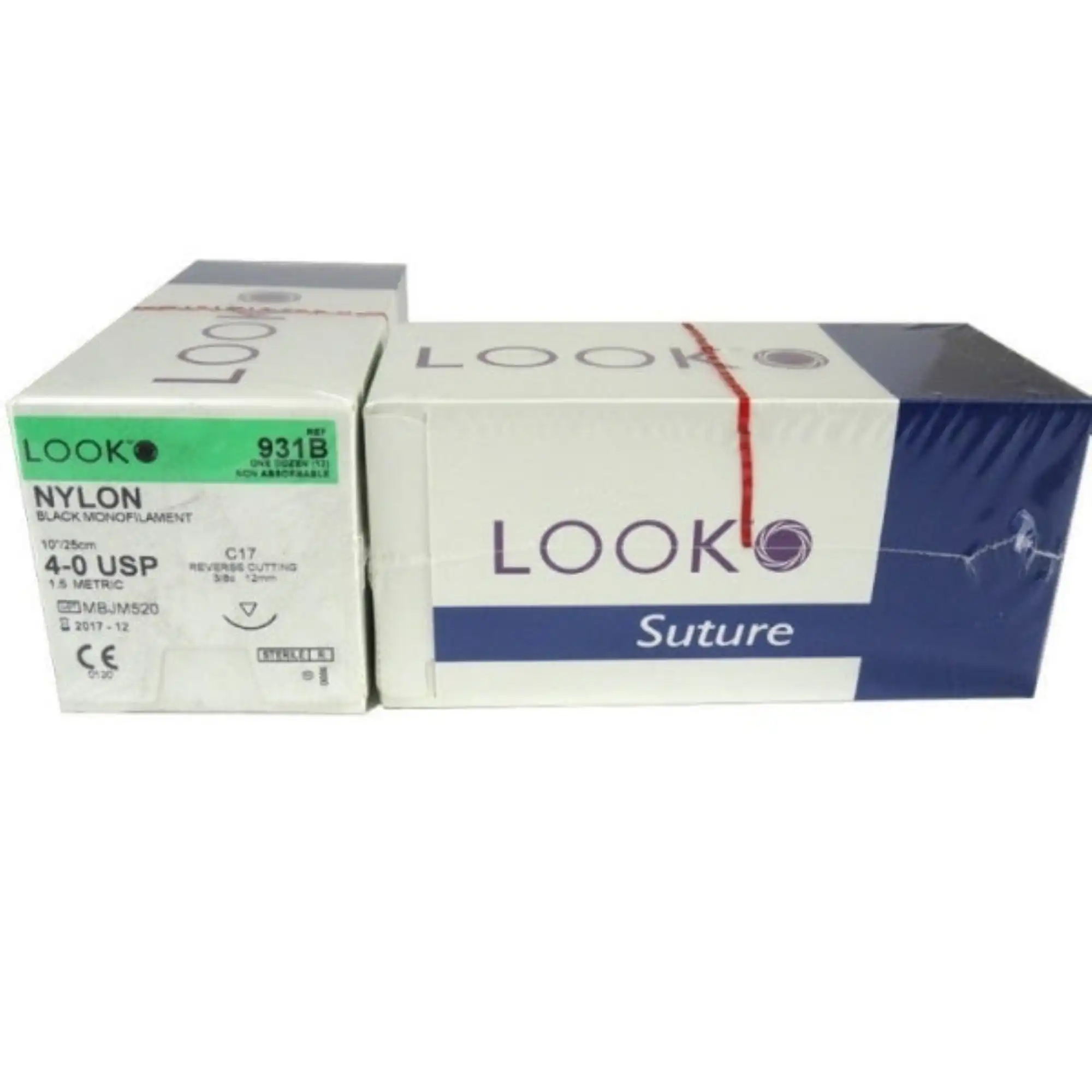 Look Nylon Suture (Polyamide), 4-0, Black, 10", C17, 3/8 Circle Reverse Cutting 12mm - Look Sutures - Nylon, 4-0, Black, 10", C17, 3/8 Circle Reverse Cutting 12mm - Image 1