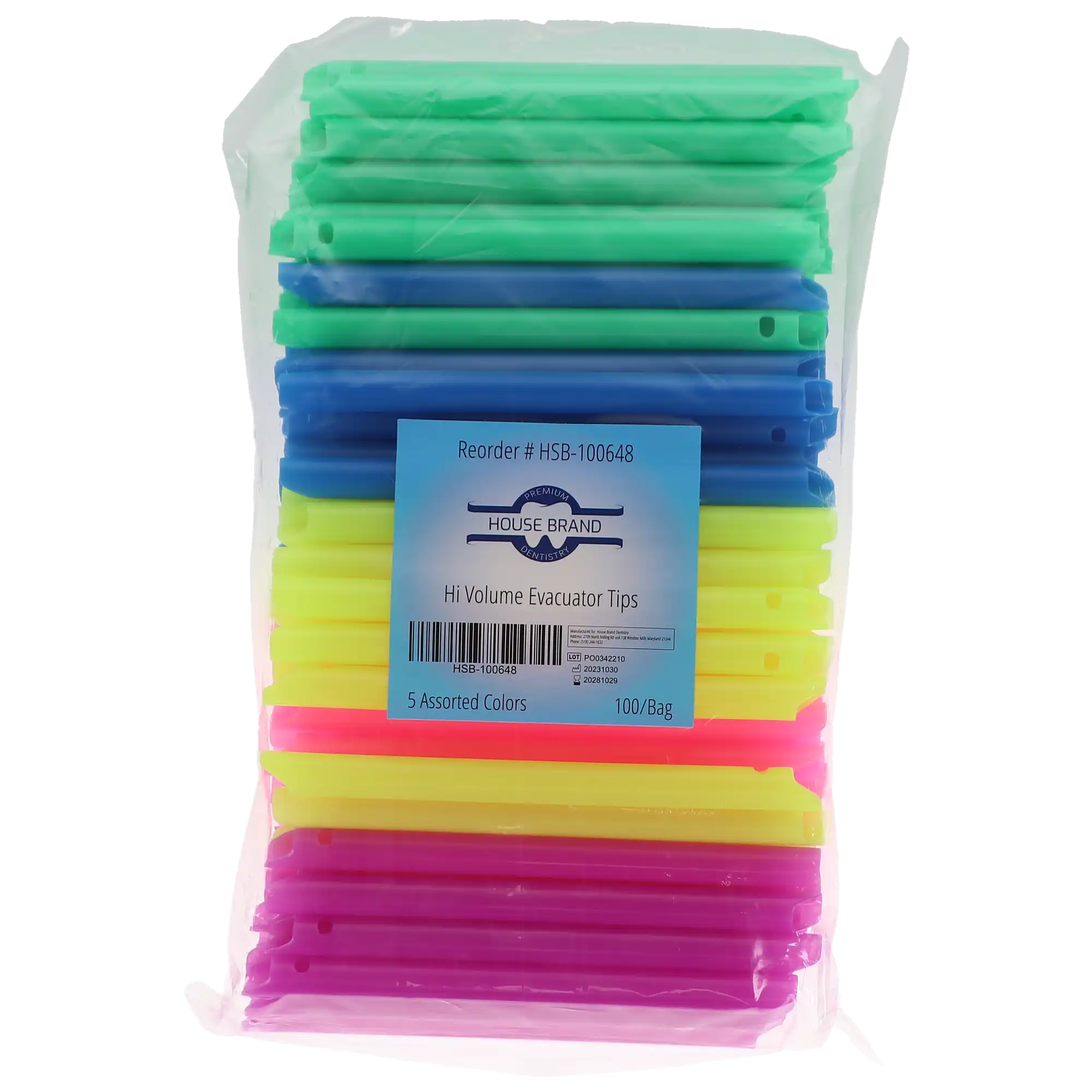 High-Volume Evacuator Tips, Assorted Colors, Vented/Non-Vented Combo, 100/Pk, 100648 thumbnail 4