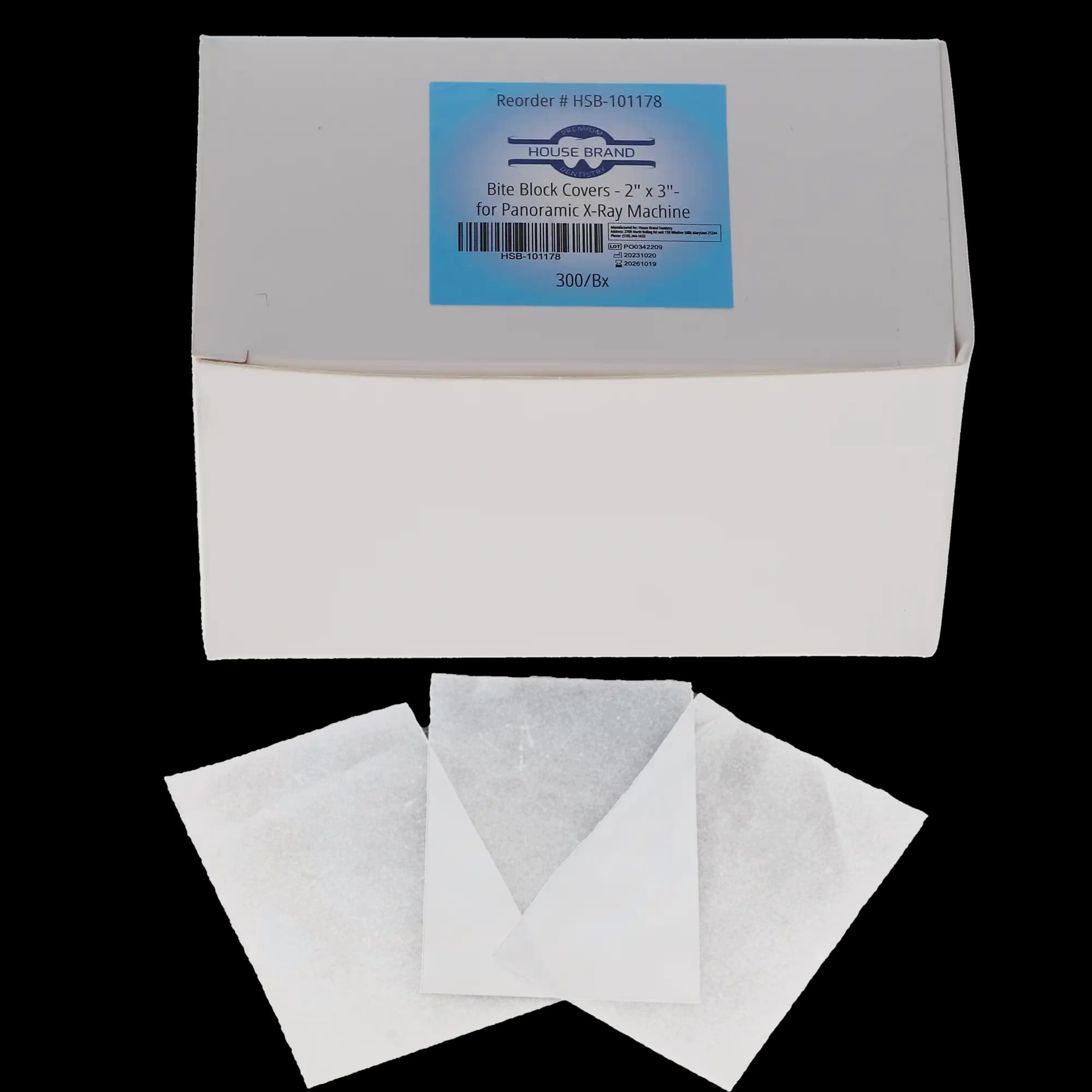 HSB - House Brand Dentistry Panoramic Bite Block Covers, 2" x 3", 300/Pk, 101178 thumbnail 3