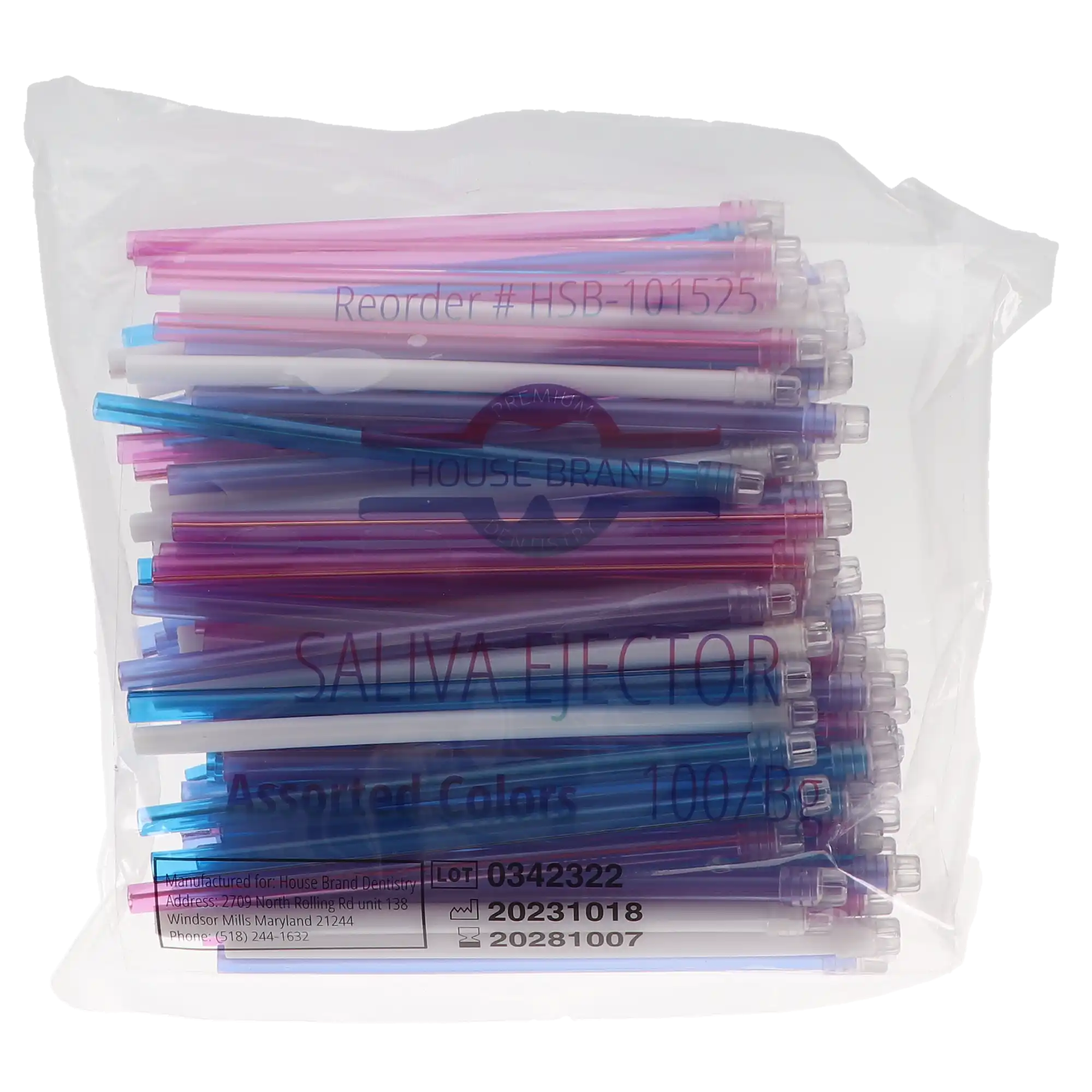 Saliva Ejector, Assorted Colors, 100/Bag, 101525 thumbnail 4