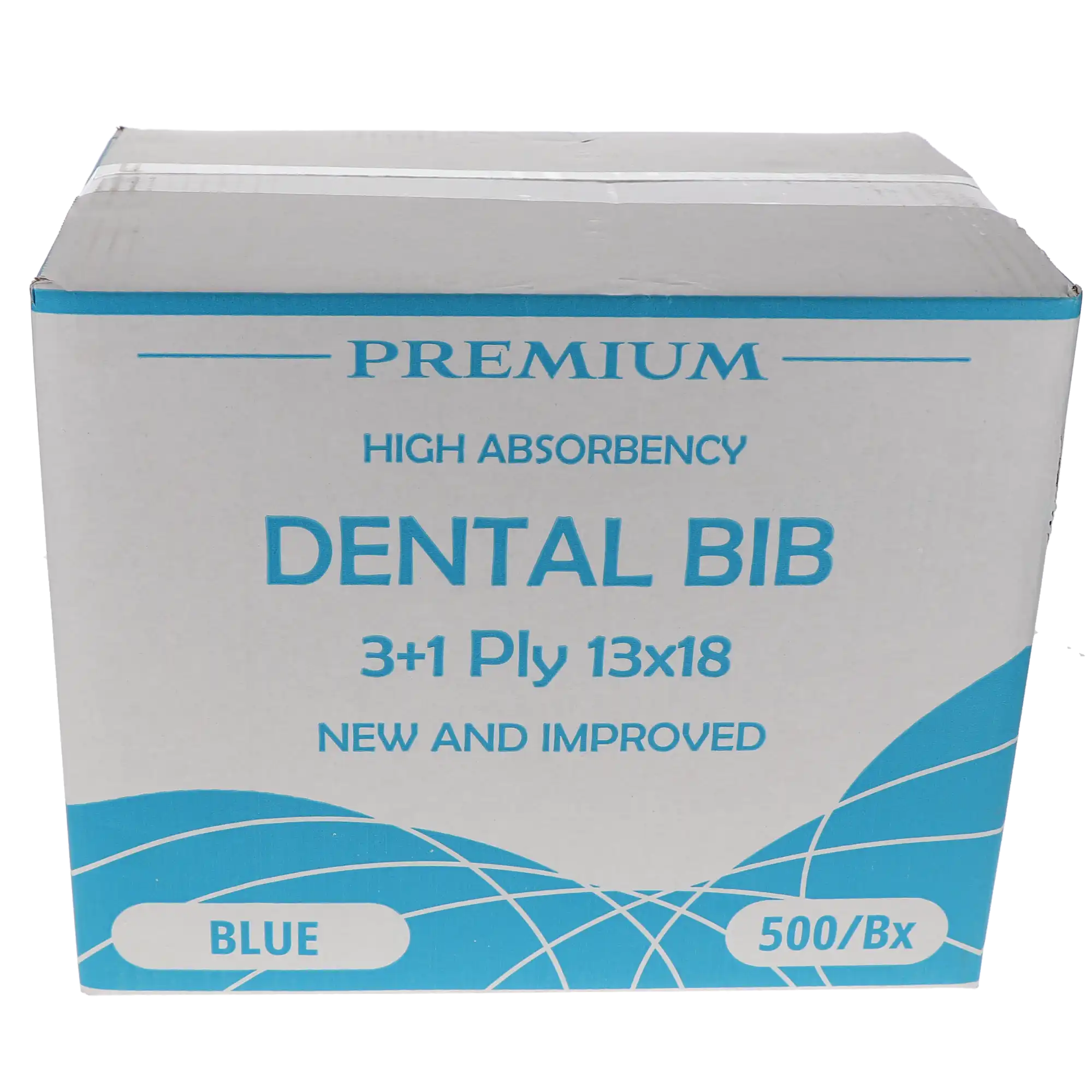 HSB Disposable Patient Bibs, 3+1 Ply, 13" x 18", Blue, 500/Pack, 109230 thumbnail 3
