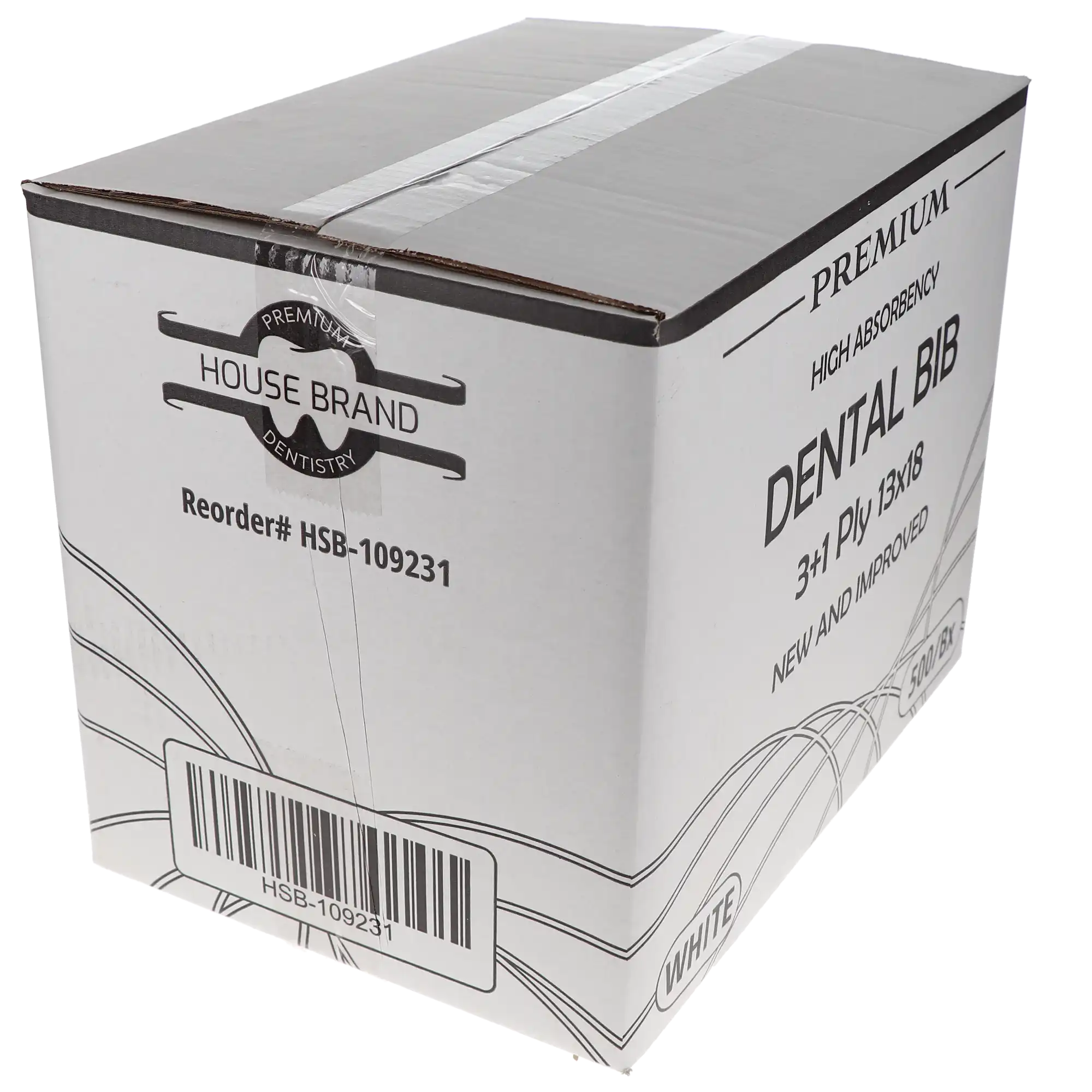 Disposable Patient Bibs, 3+1 Ply, 13" x 18", White, 500/Pack, 109231 thumbnail 4