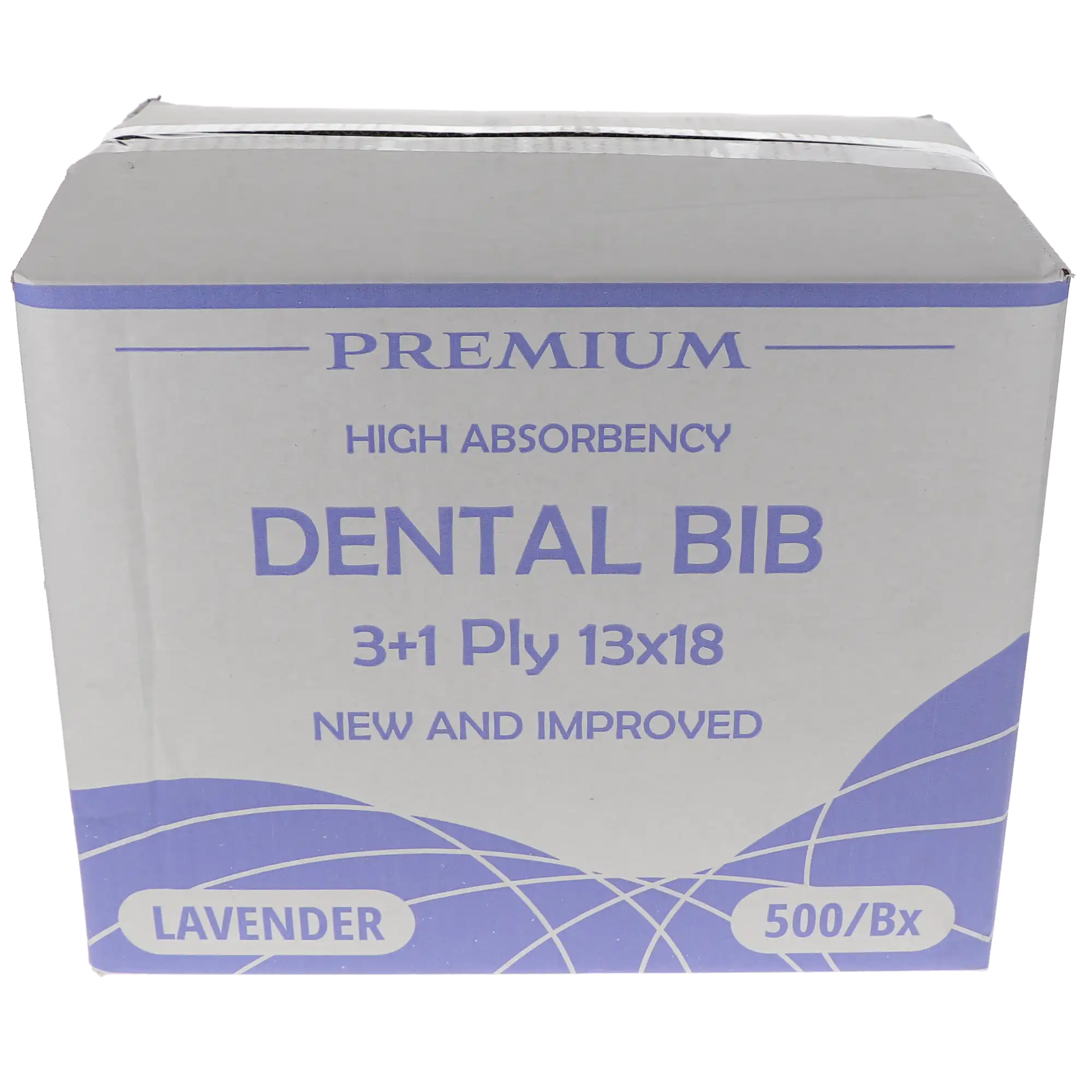 HSB Disposable Patient Bibs, 3+1 Ply, 13" x 18", Lavender, 500/Pack, 109232 thumbnail 2