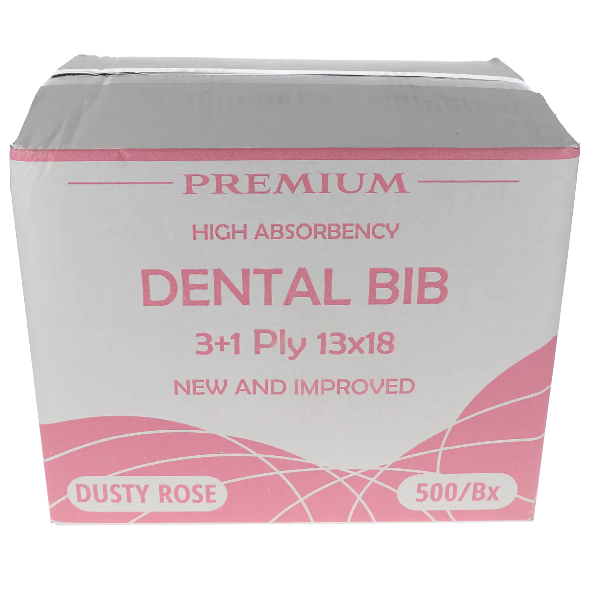 Disposable Patient Bibs, 3+1 Ply, 13" x 18", Dusty Rose, 500/Pk, 109233 thumbnail 3
