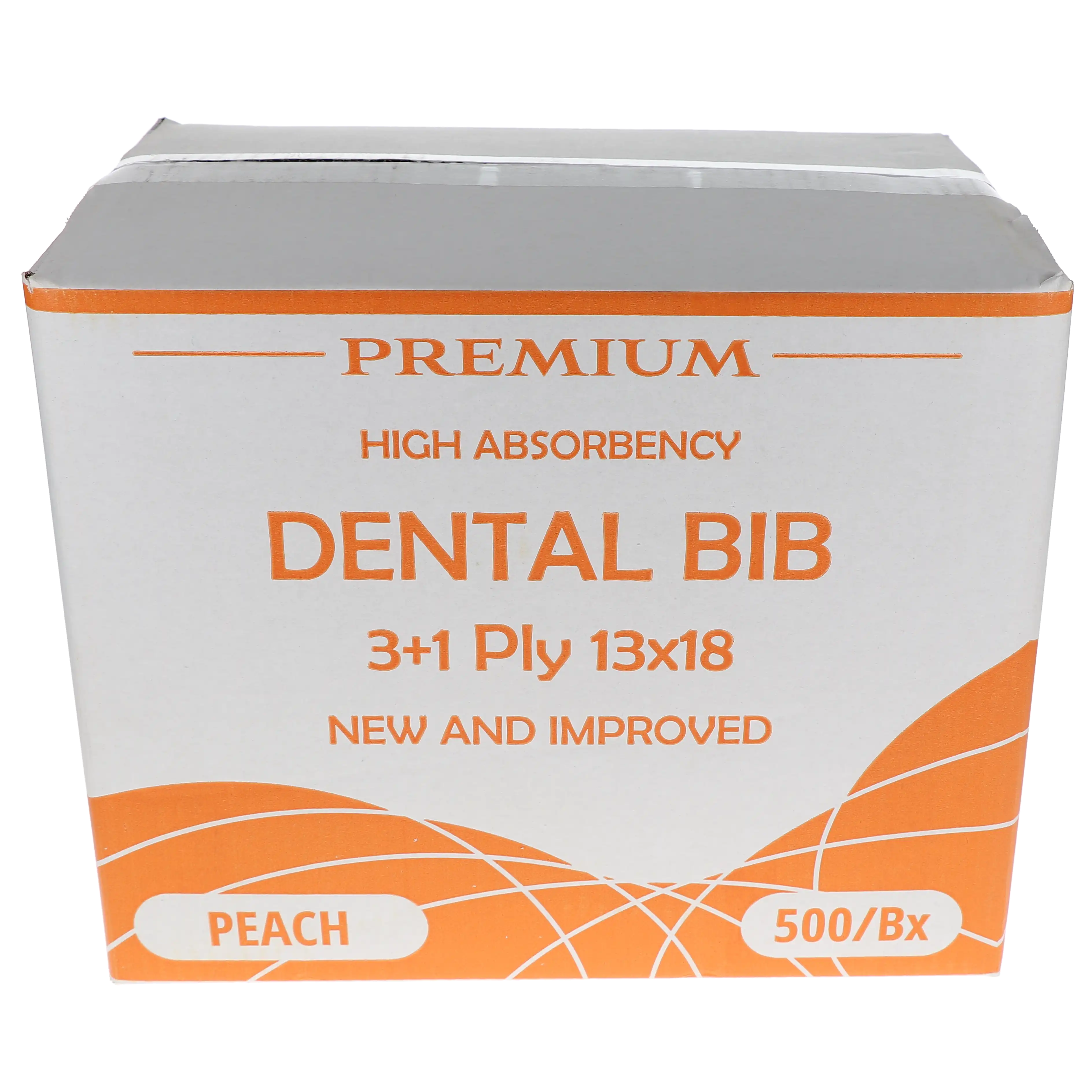 HSB Disposable Bibs, 3+1 Ply, 13" x 18", Peach, 500/Pk, 109237 thumbnail 4