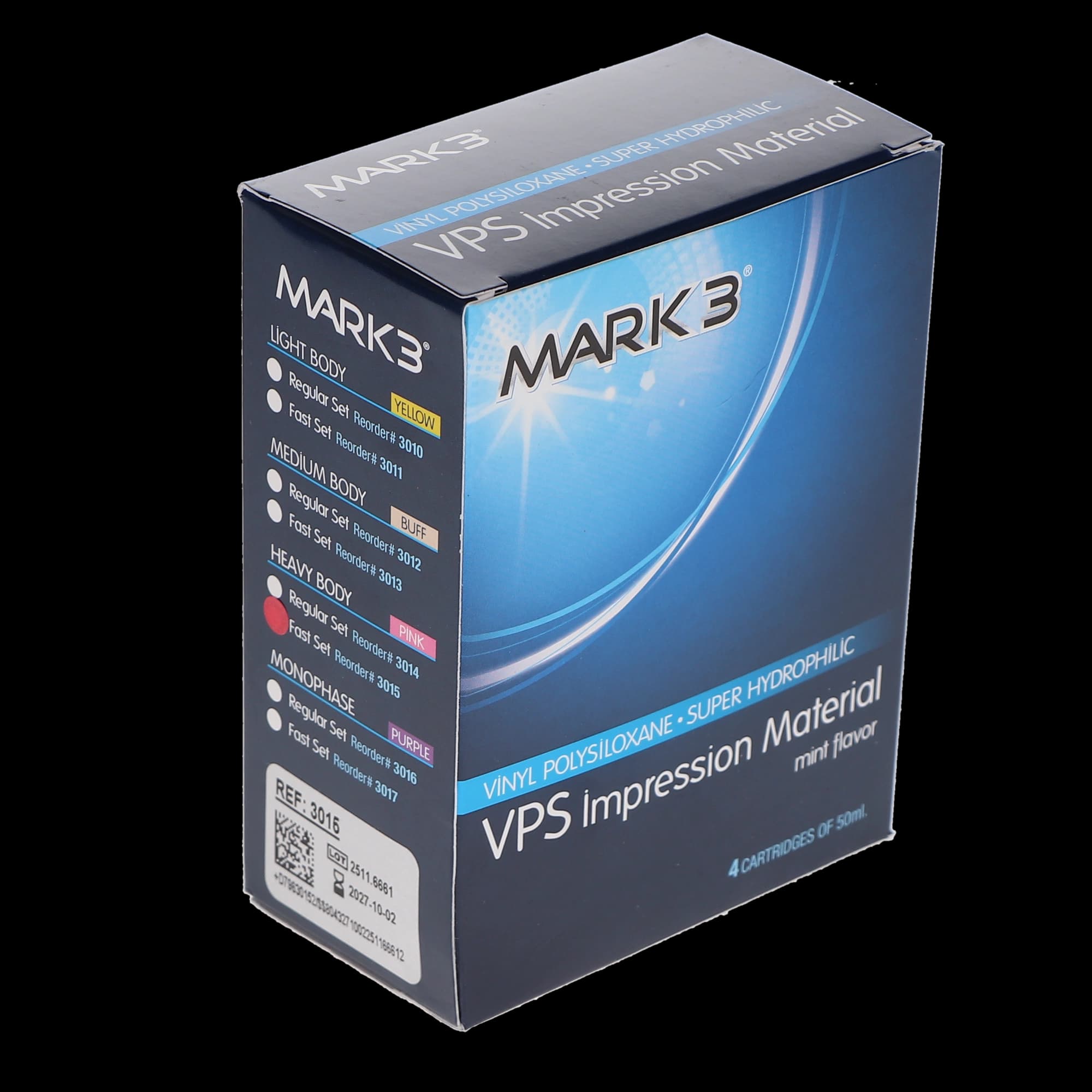 Mark3 VPS Impression Material, Heavy Body, Fast Set, 50 mL Cartridges, 4 per Box, 3015 thumbnail 4