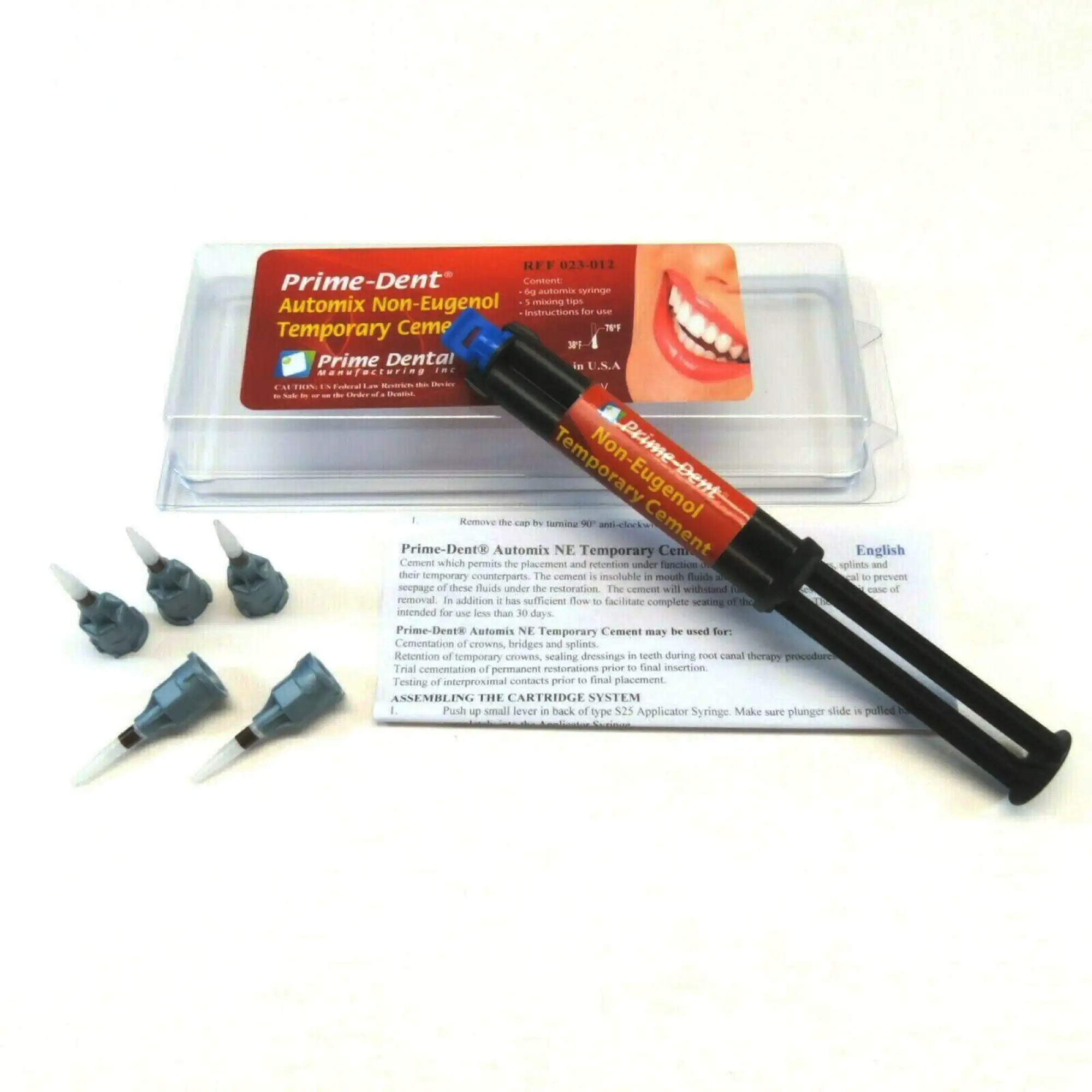 Prime Dental Automix Non-Eugenol Temporary Cement, 6g Syringe with 5 Tips - Prime Dental Automix Non-Eugenol Temporary Cement. 1 x 6g syringe with 5 tips - Image 1