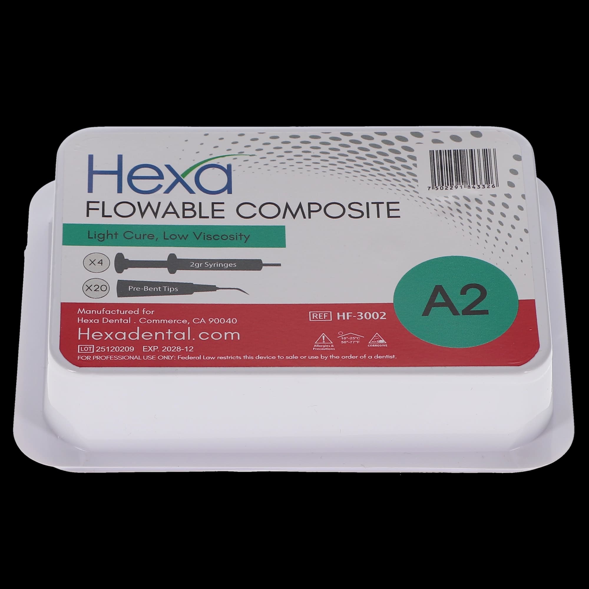 Hygedent Hexa Flowable Composite, Light-Cure, Low Viscosity, Shade A2, 4 x 2g Syringes with 20 Pre-Bent Tips, HF-3002 thumbnail 5