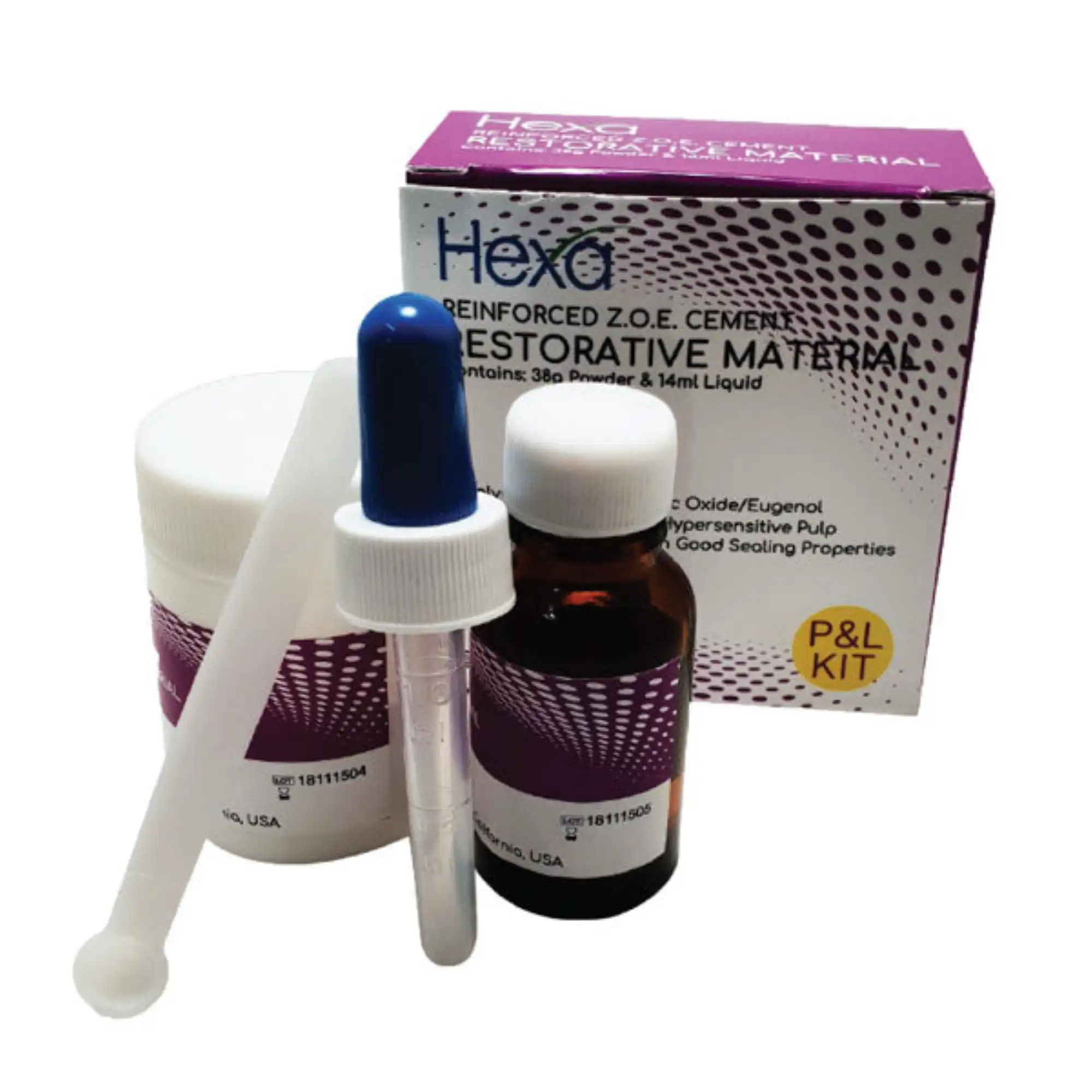 Hygedent Hexa Restorative Material Z.O.E. Cement, Polymer-Reinforced, 38g Powder and 14ml Liquid - Hygedent - Hexa Restorative Material Z.O.E. Cement - 38g Powder and 14ml Liquid. Polymer - Image 1