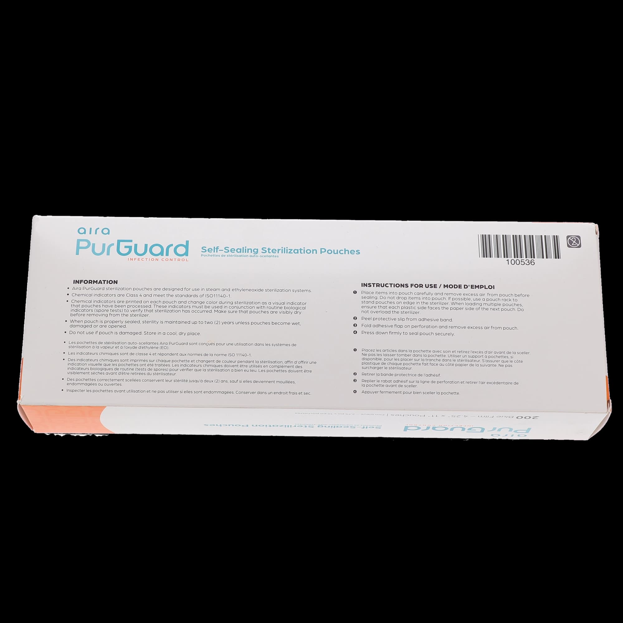 Aira Self-Sealing Sterilization Pouches, Class 4, Blue Film, 4.25" x 11", 200/Box, 100536 thumbnail 3