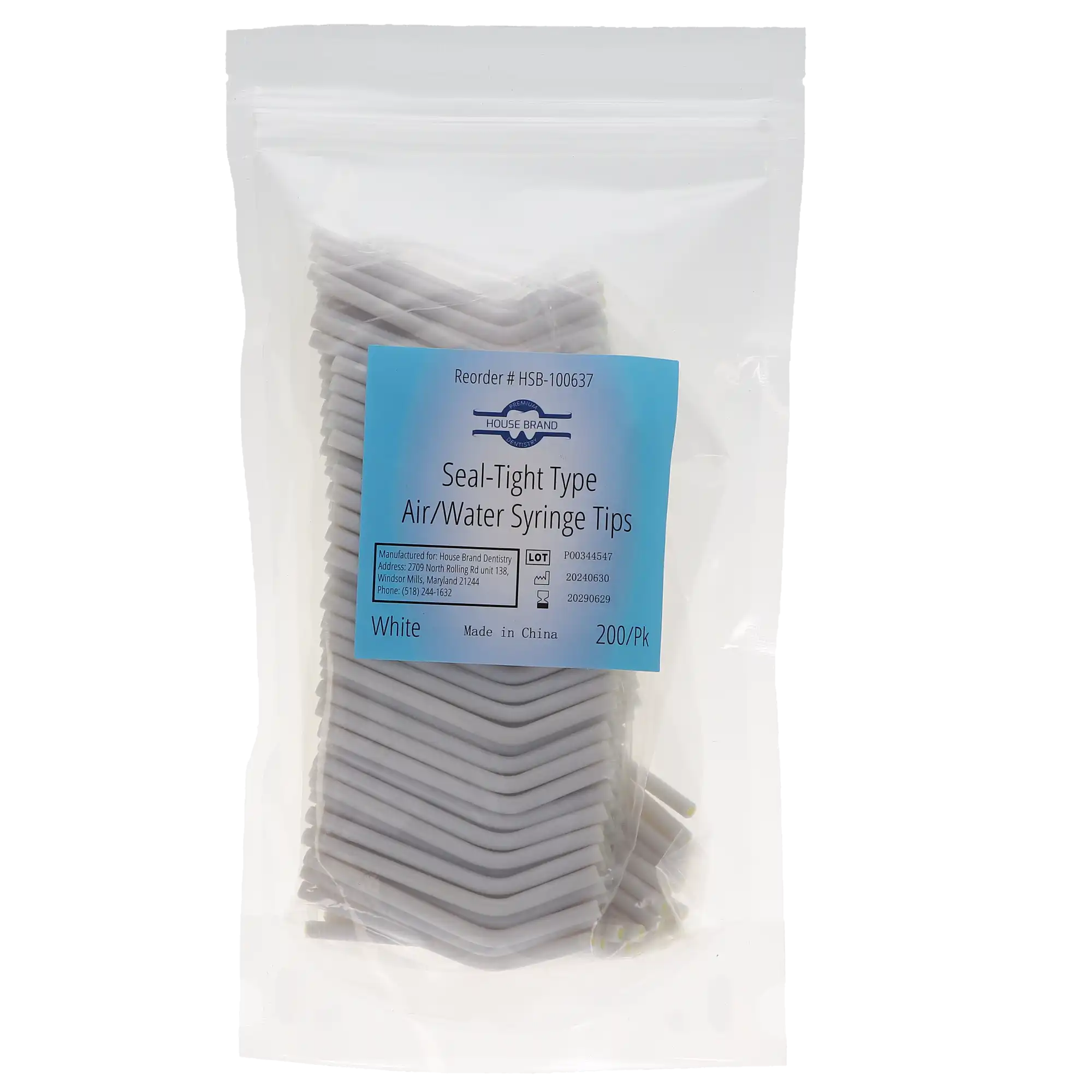 Seal-Tight Type Air/Water Syringe Tips, White, 200/Pk, 100637 thumbnail 4
