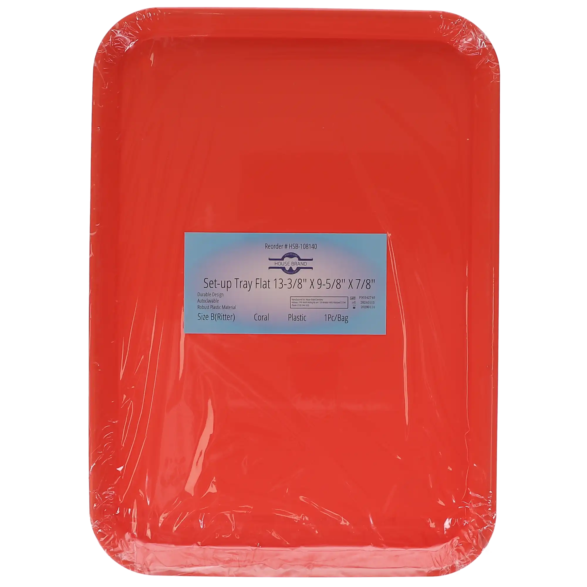 Set-Up Plastic Flat Tray, #B, Coral, 1/Pk, 108140 thumbnail 4