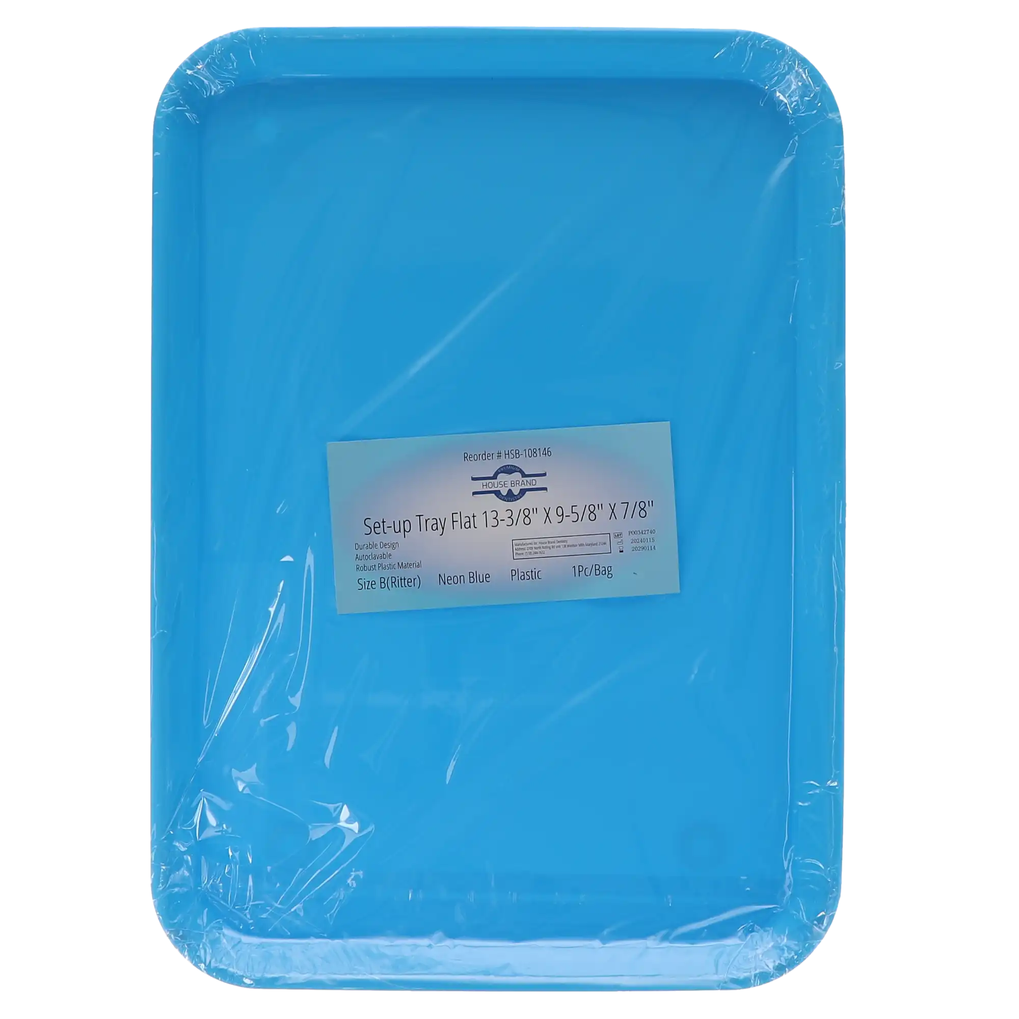 Set-Up Plastic Flat Trays, #B, Neon Blue, 1/Pk, 108146 thumbnail 4