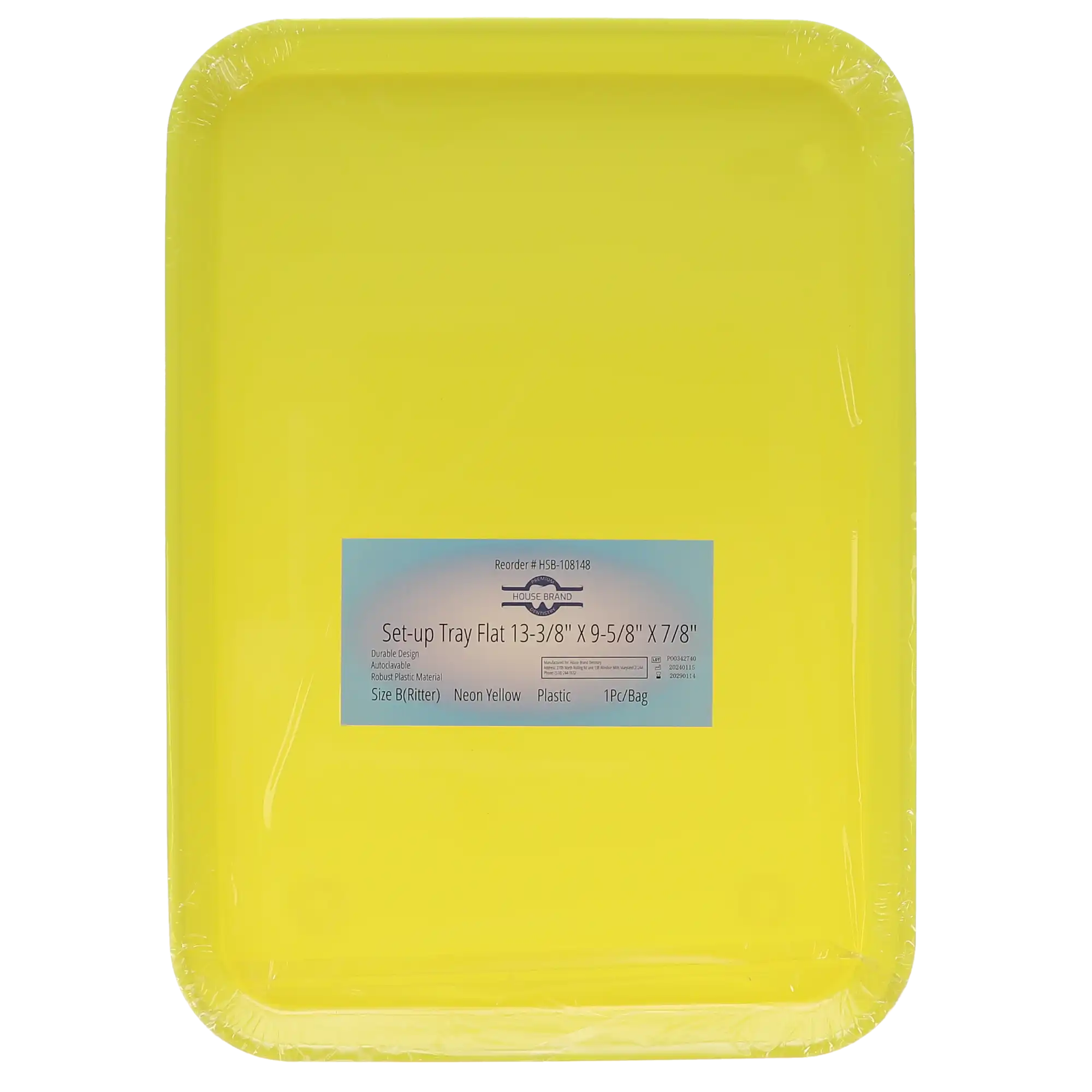 HSB Set-Up Plastic Flat Tray, #B, Neon Yellow, 1/Pk, 108148 thumbnail 4