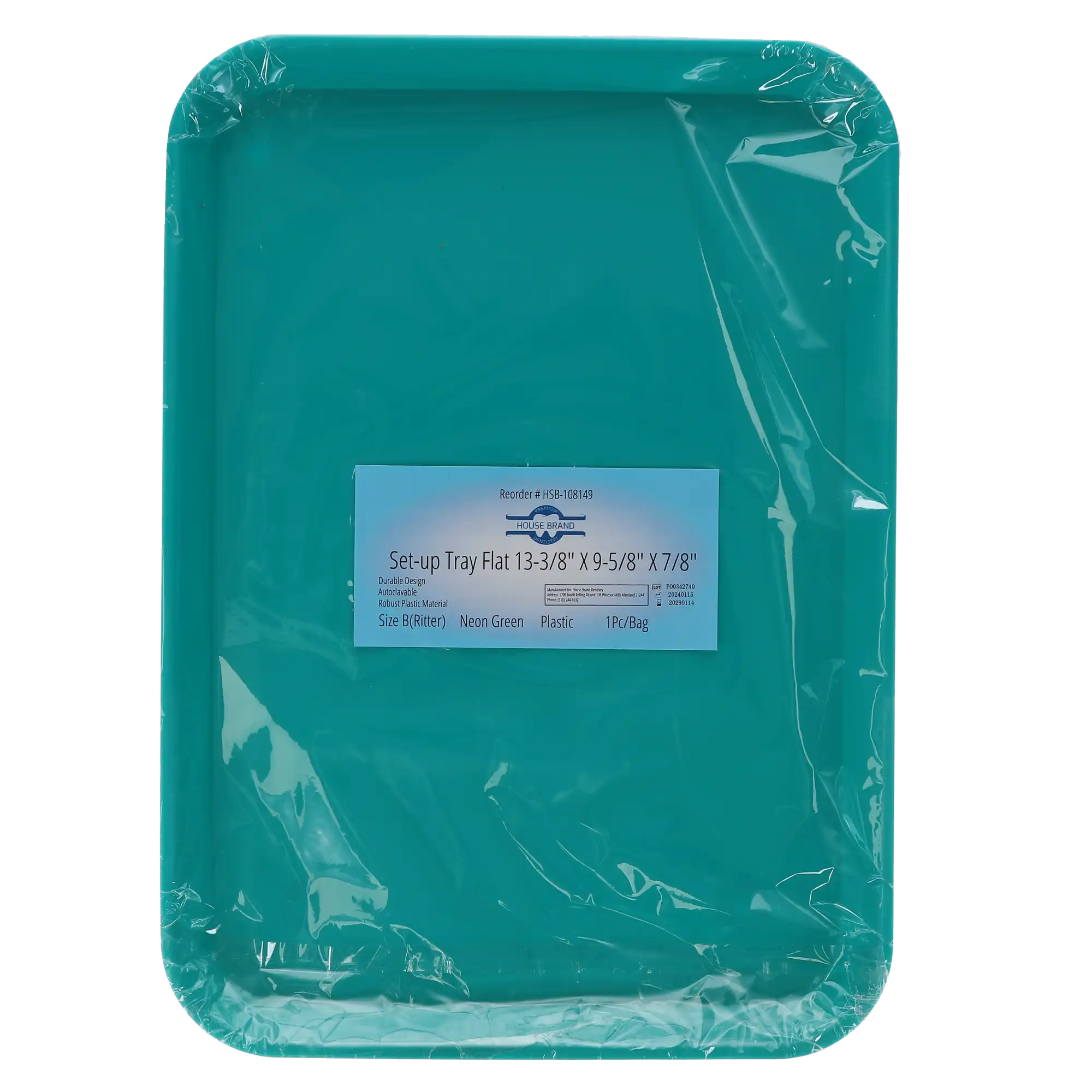 Set-Up Plastic Flat Trays, # B, Neon Green, 1/Pk, 108149 thumbnail 4