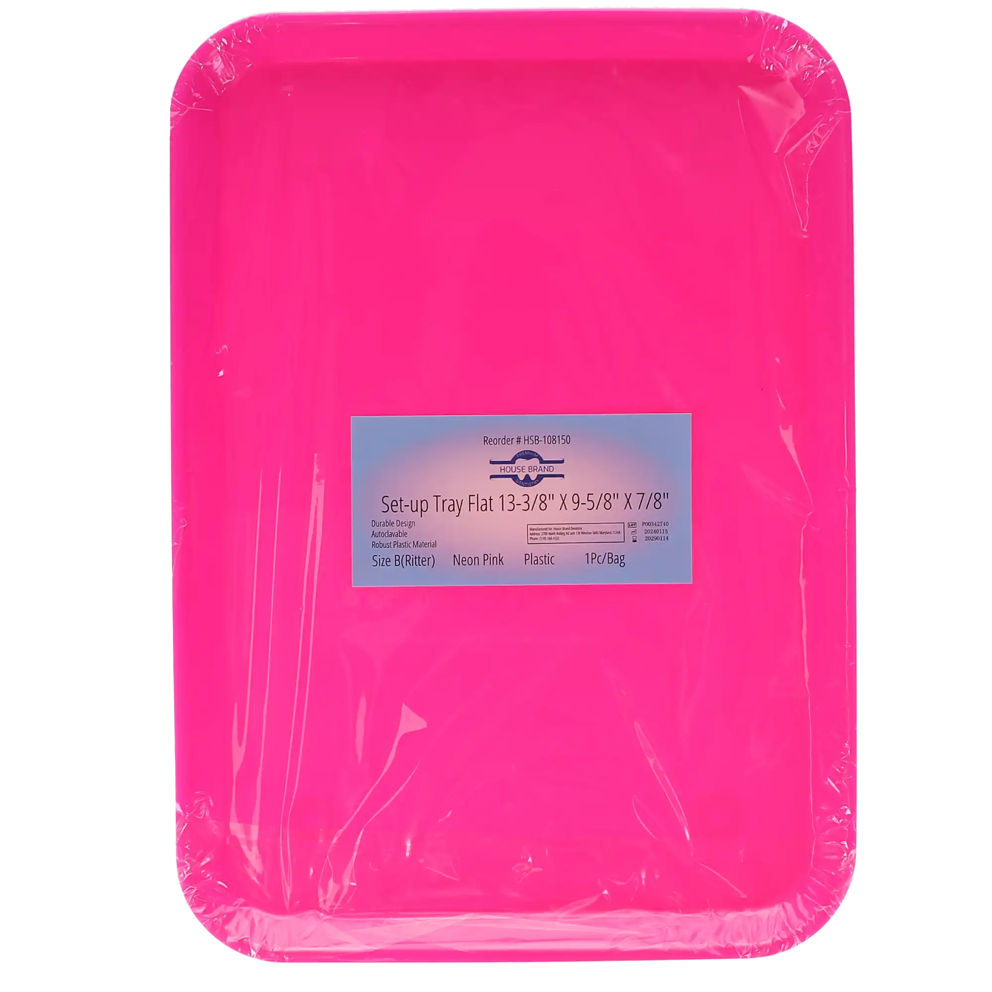 Set-Up Plastic Flat Tray, #B, Neon Pink, 1/Pk, 108150 thumbnail 4