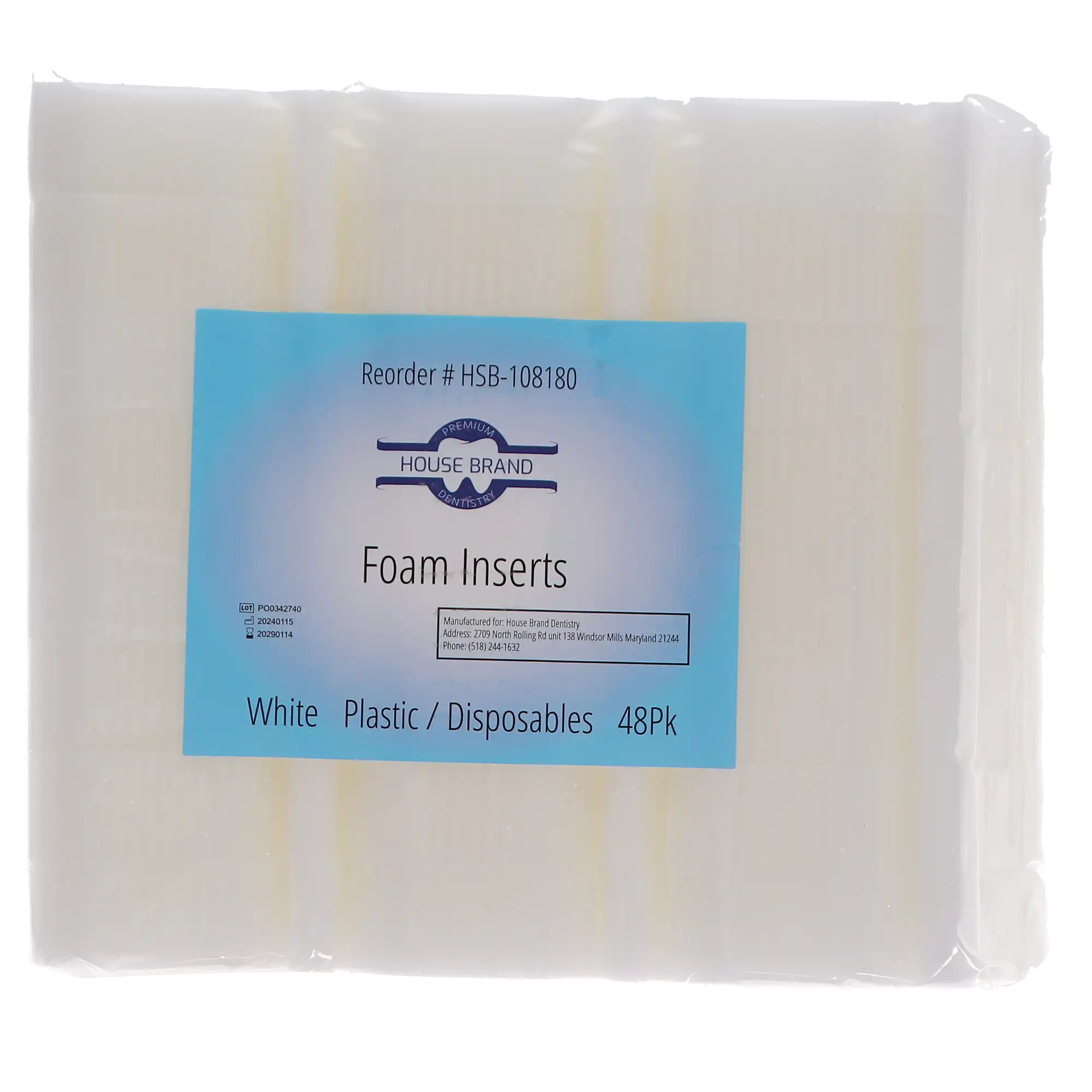 HSB Endo Foam Inserts, Triangle, White, 48/Pk, 108180 thumbnail 4