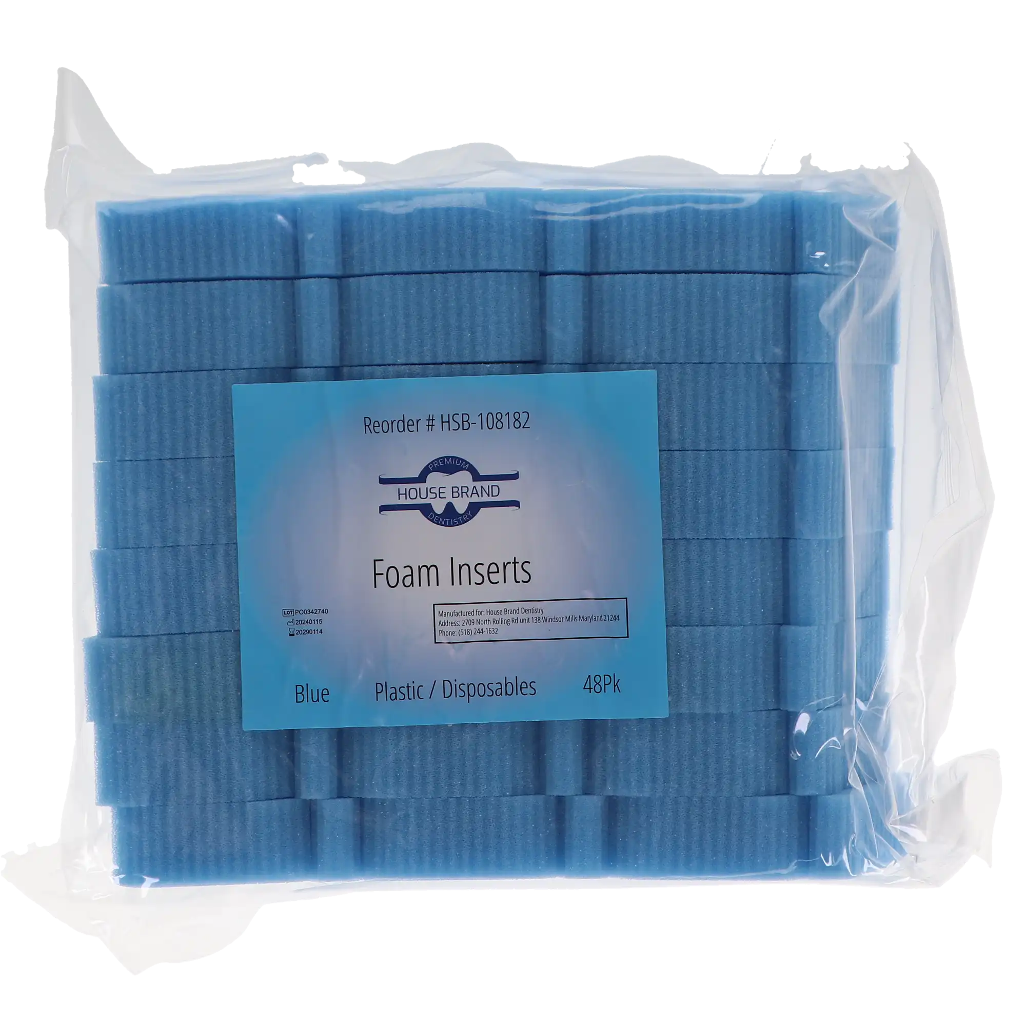 Endo Foam Inserts, Triangle, Blue, 48/Pk, 108182 thumbnail 4