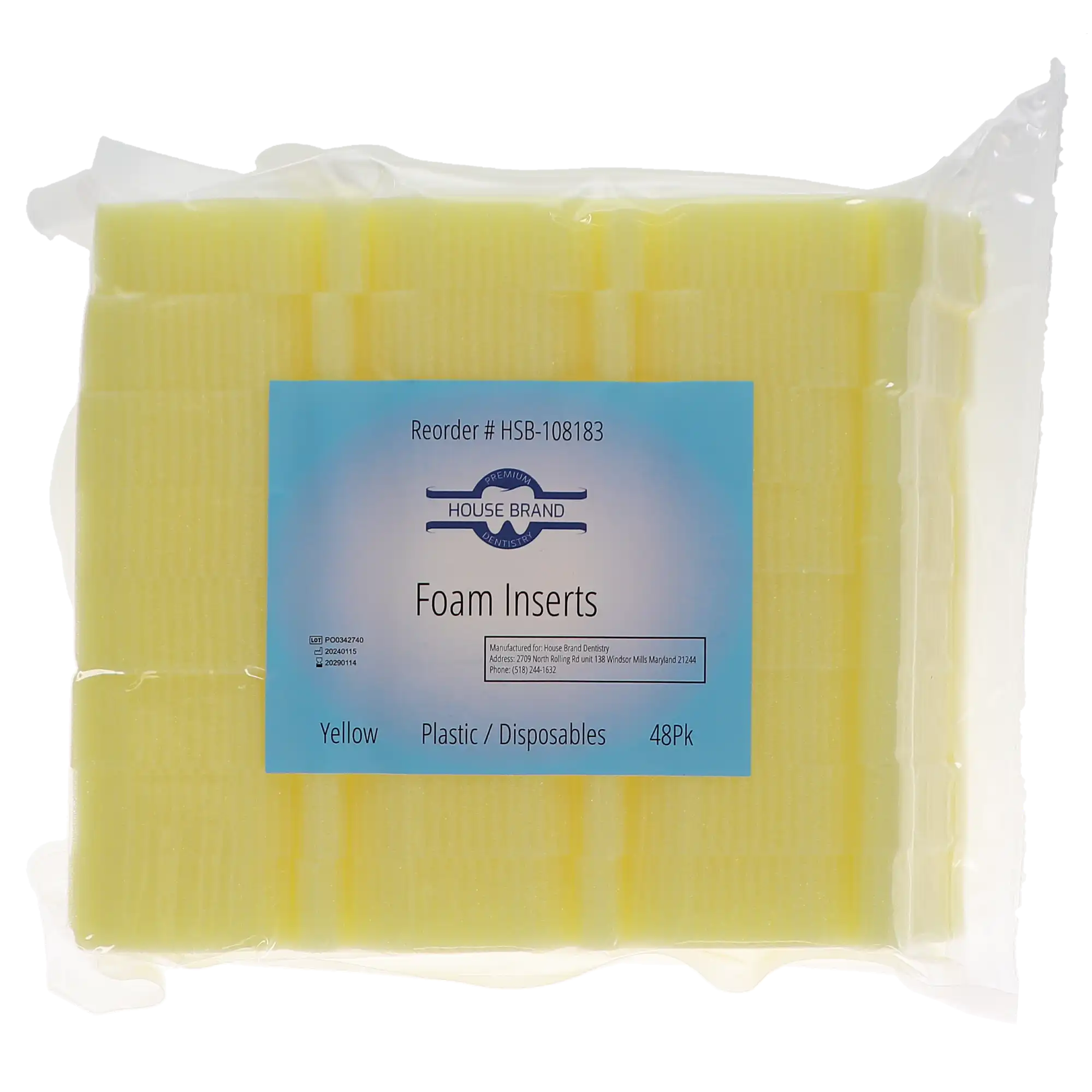 Endo Foam Inserts, Triangle, Yellow, 48/Pk, 108183 thumbnail 3