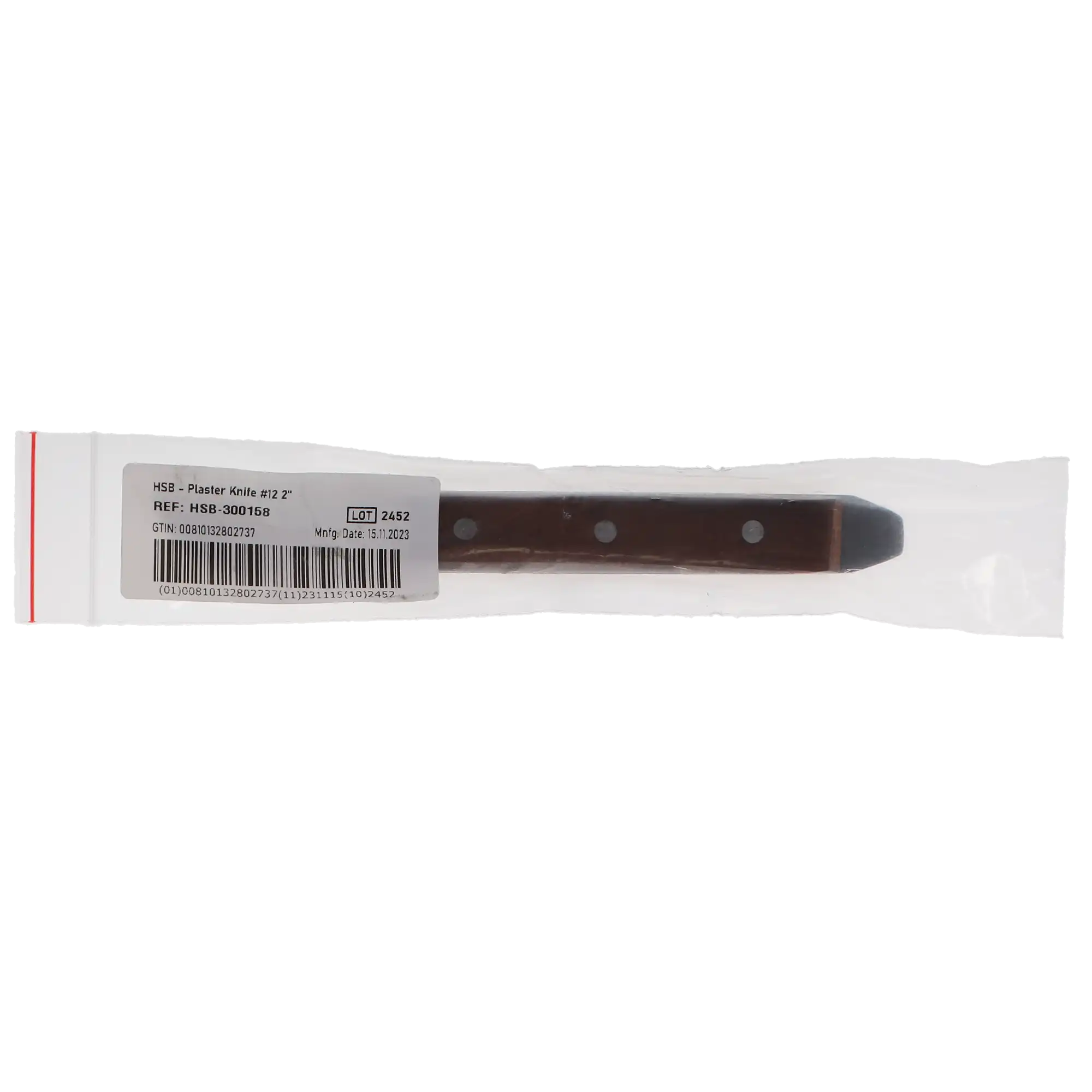 HSB Plaster Knife #12, 2" Blade, Stainless Steel with Wooden Handle, 300158 thumbnail 4
