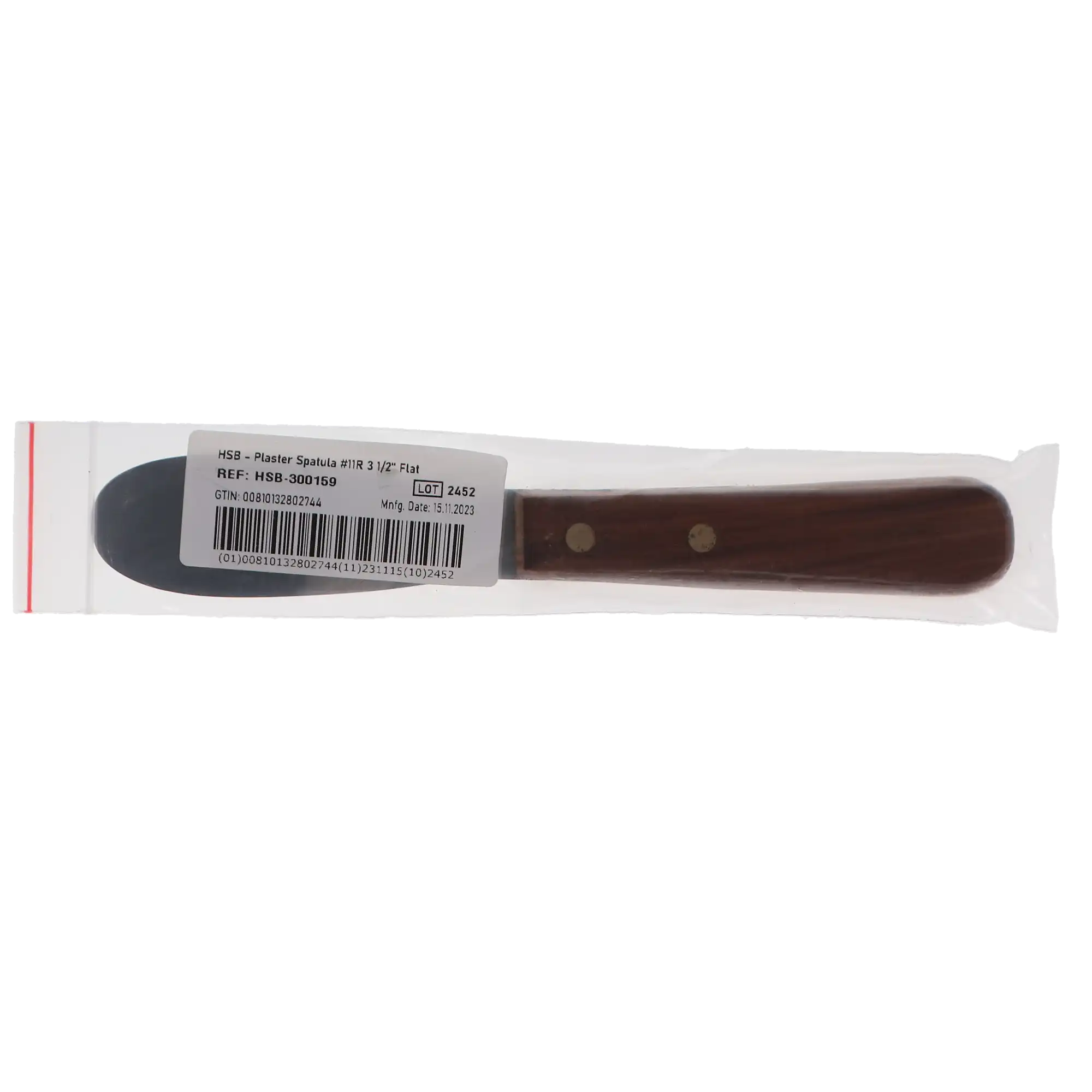 HSB Plaster Spatula #11R, Flexible, Flat, 3-1/2", Stainless Steel Blade, Wooden Handle, 1/Pk, 300159 thumbnail 4