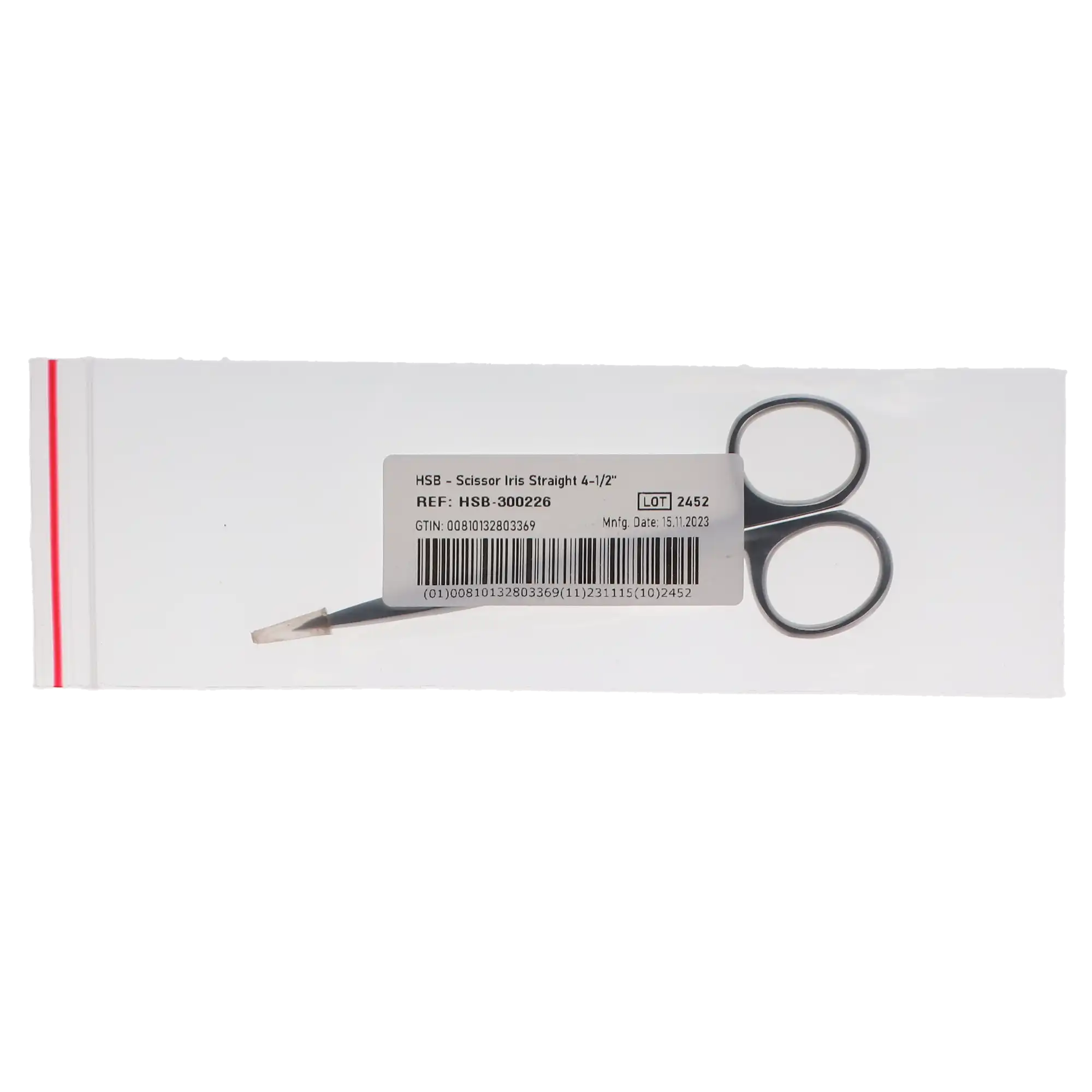 HSB Iris Gum Scissors, 4.5" (11.5 cm), Straight, Flat Blades, Stainless Steel, 1/Pk, 300226 thumbnail 4