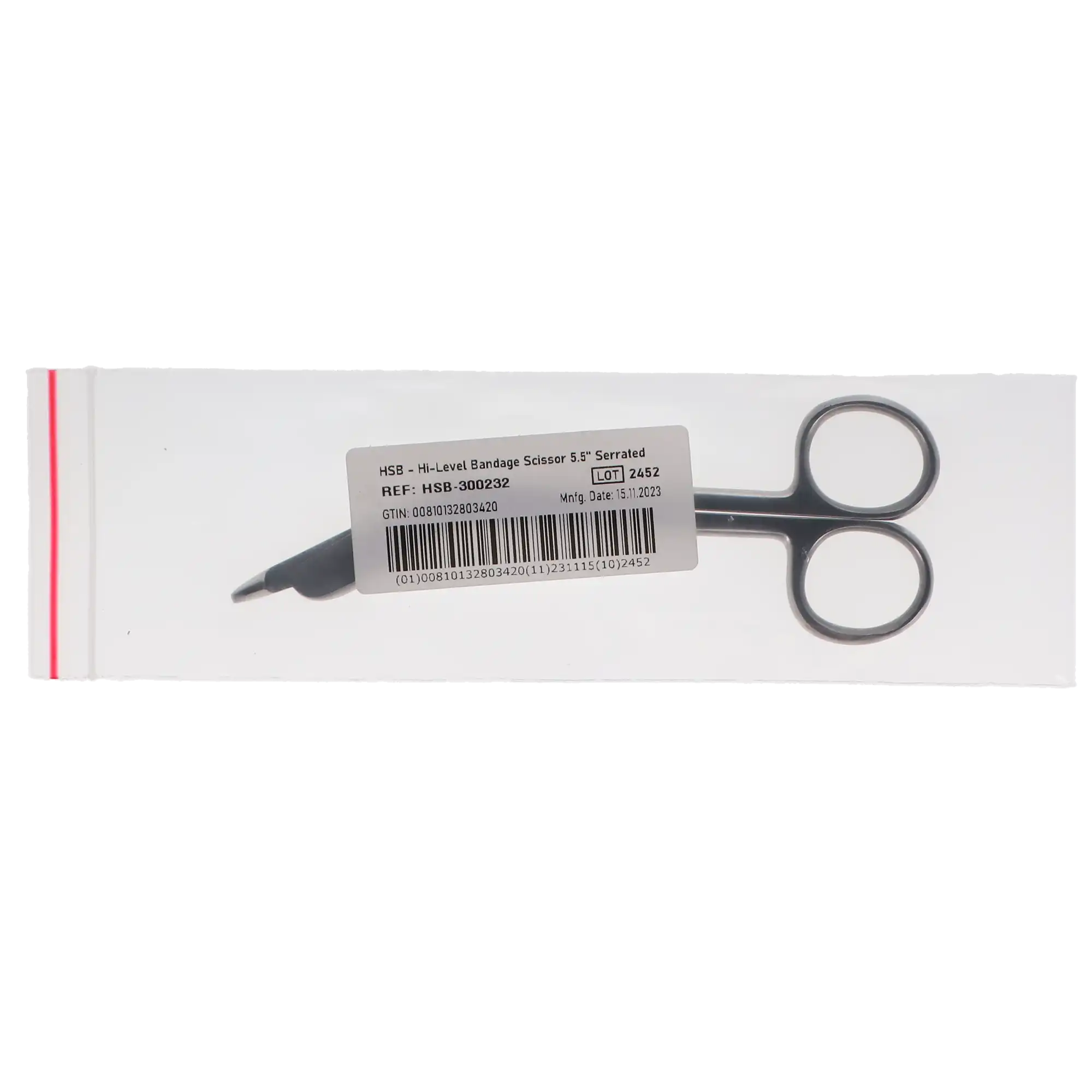 Hi-Level Bandage Scissors, 4.5", Angled, Serrated, 1/Pk, 300232 thumbnail 4