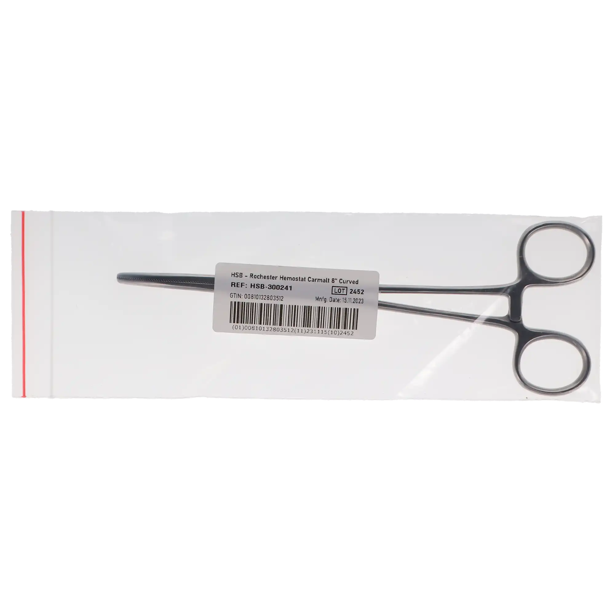 Rochester Carmalt Hemostatic Forceps, Curved, 8", 1/Pk, 300241 thumbnail 4