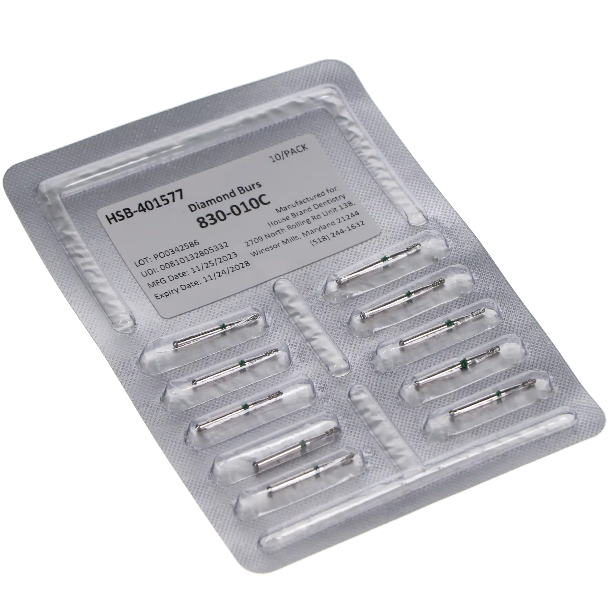 HSB Pear Diamond Burs, 830-010C, 10/Pk thumbnail 3
