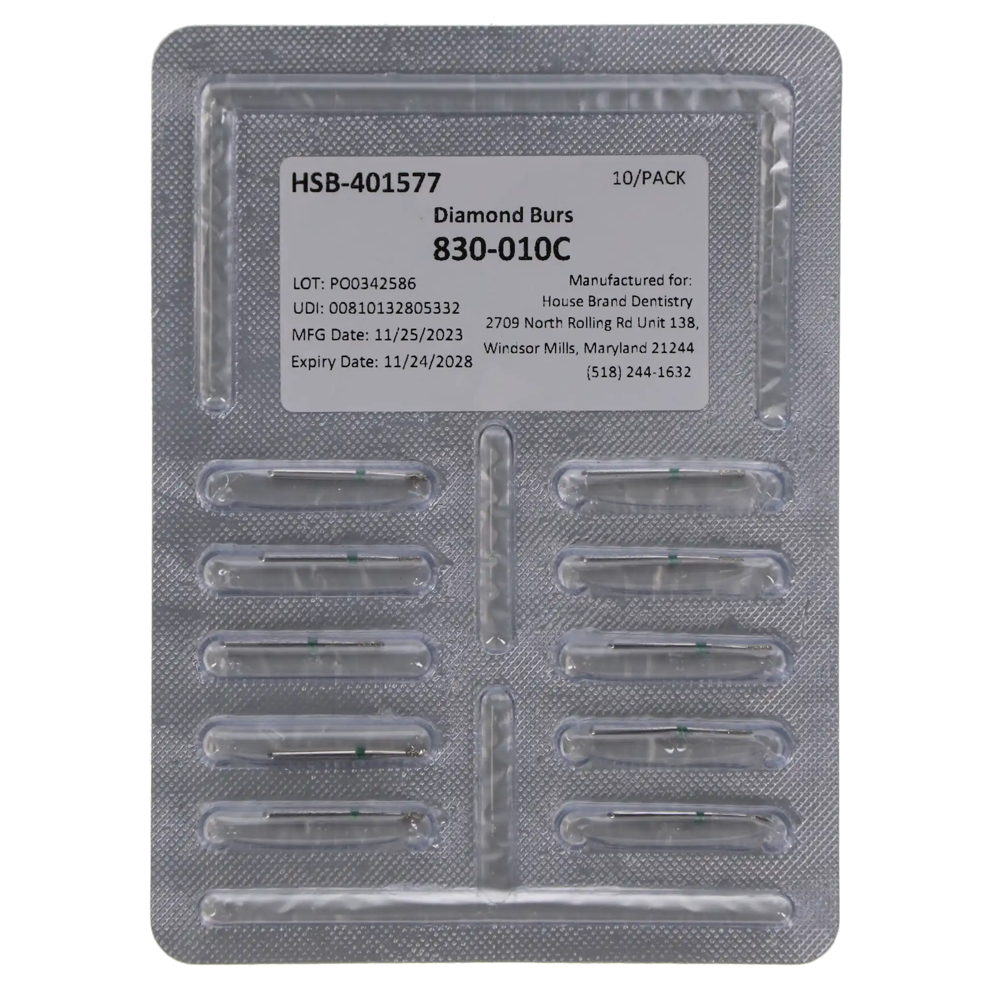 HSB Pear Diamond Burs, 830-010C, 10/Pk thumbnail 4