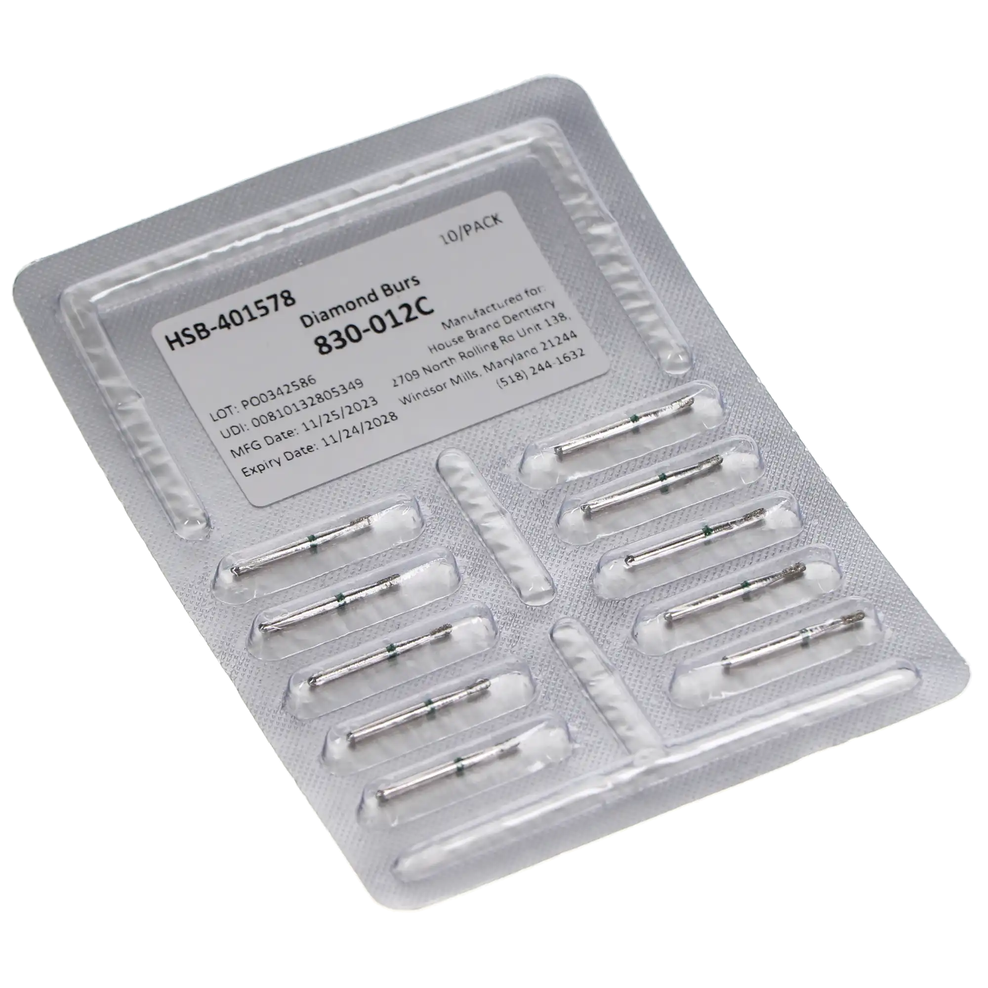 HSB Pear Diamond Burs, 830-012C, 10/Pk thumbnail 3