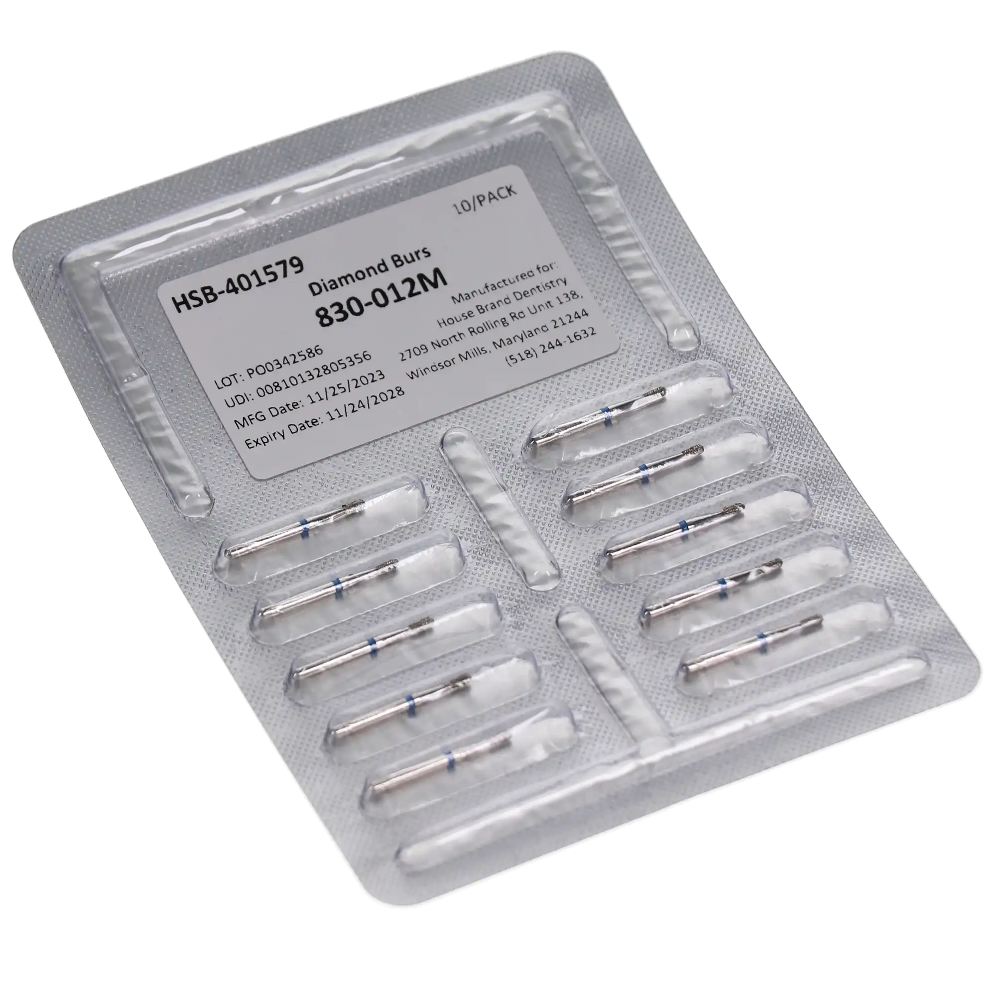 HSB Pear Diamond Burs, 830-012M, 10/Pk thumbnail 3