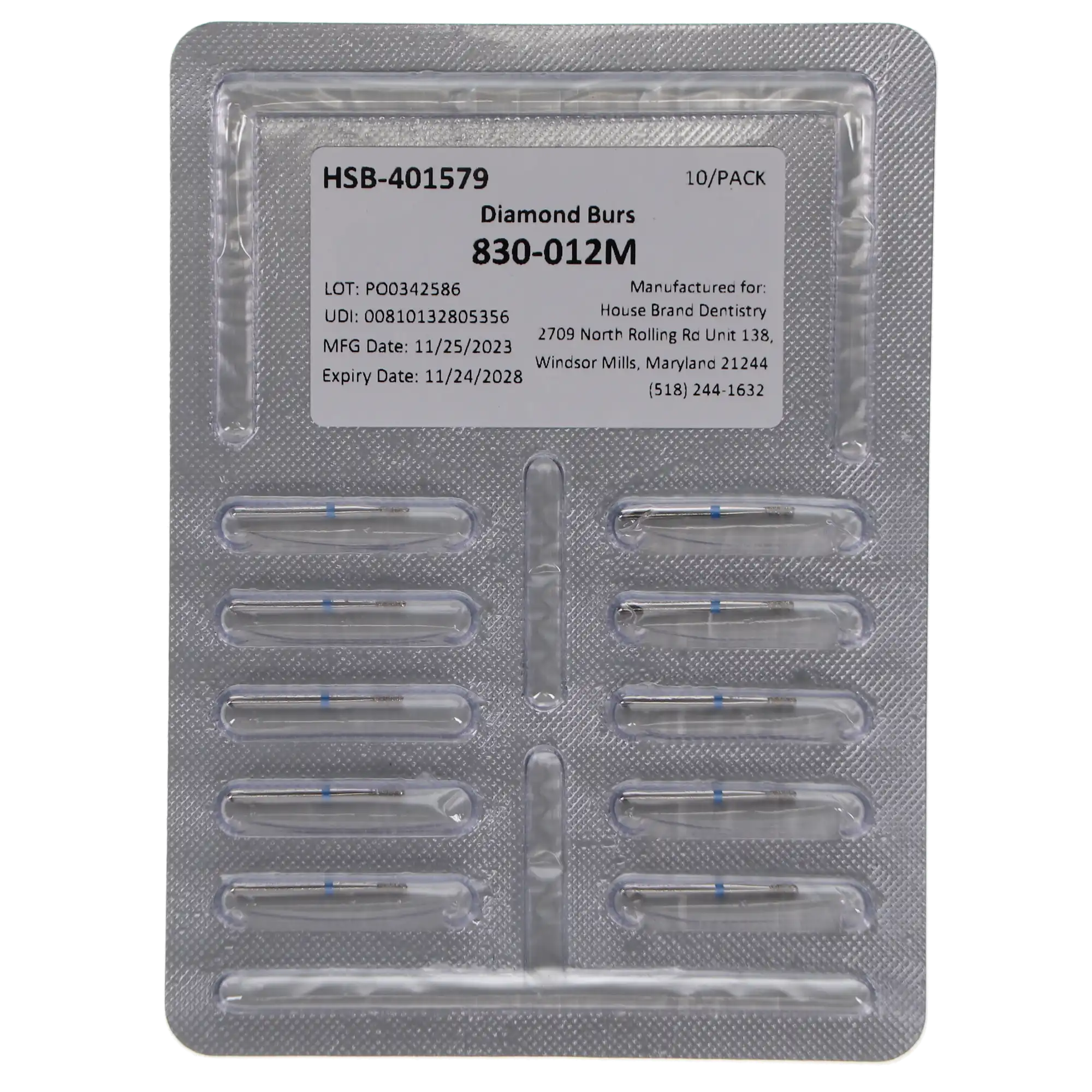 HSB Pear Diamond Burs, 830-012M, 10/Pk thumbnail 4