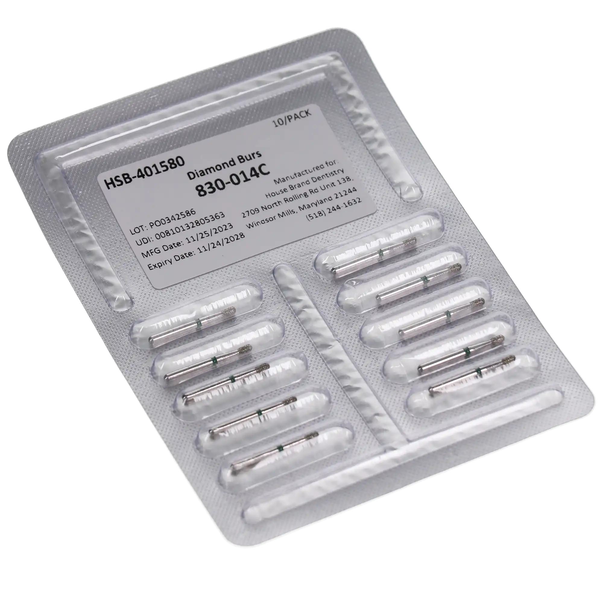HSB Pear Diamond Burs, 830-014C, 10/Pk thumbnail 3