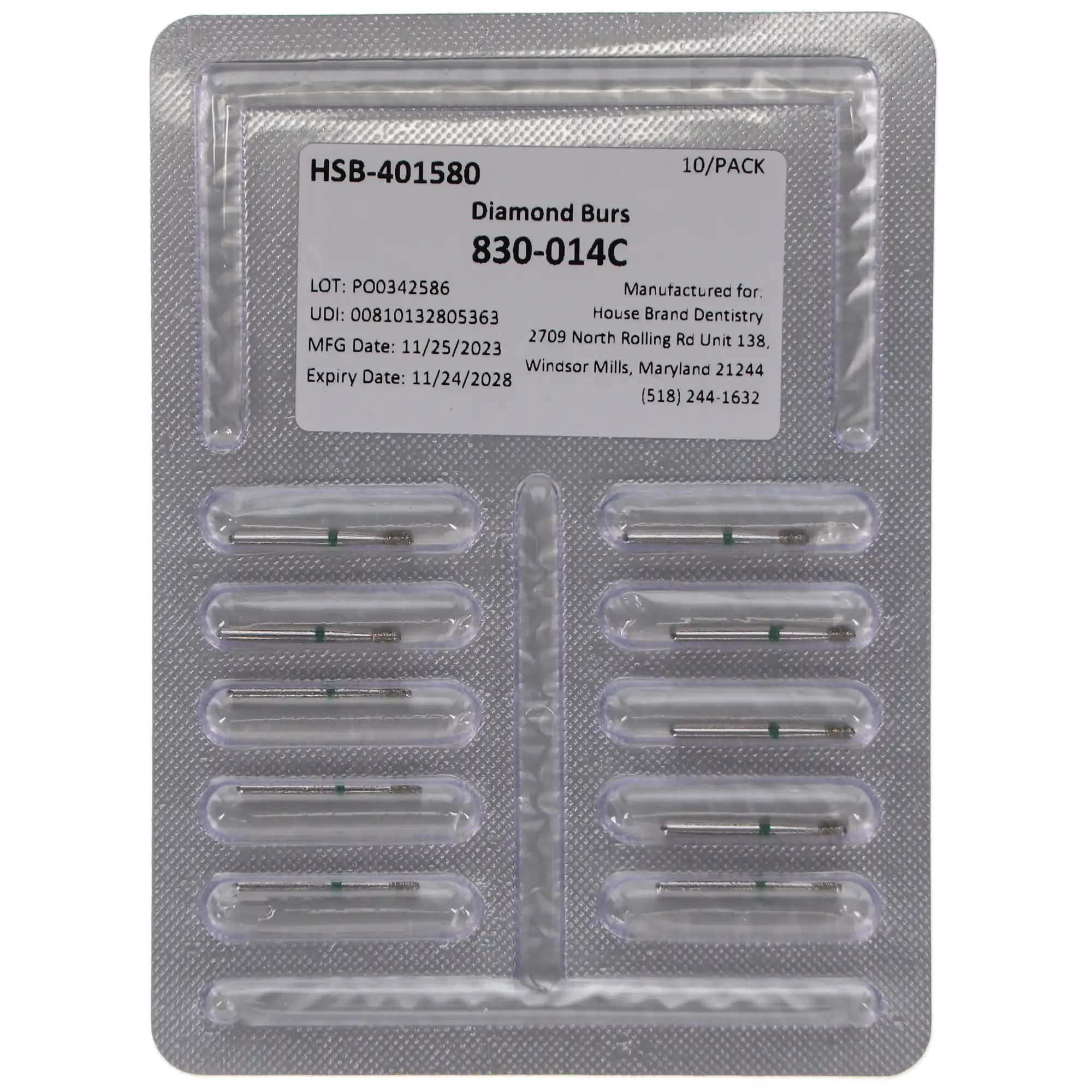 HSB Pear Diamond Burs, 830-014C, 10/Pk thumbnail 4