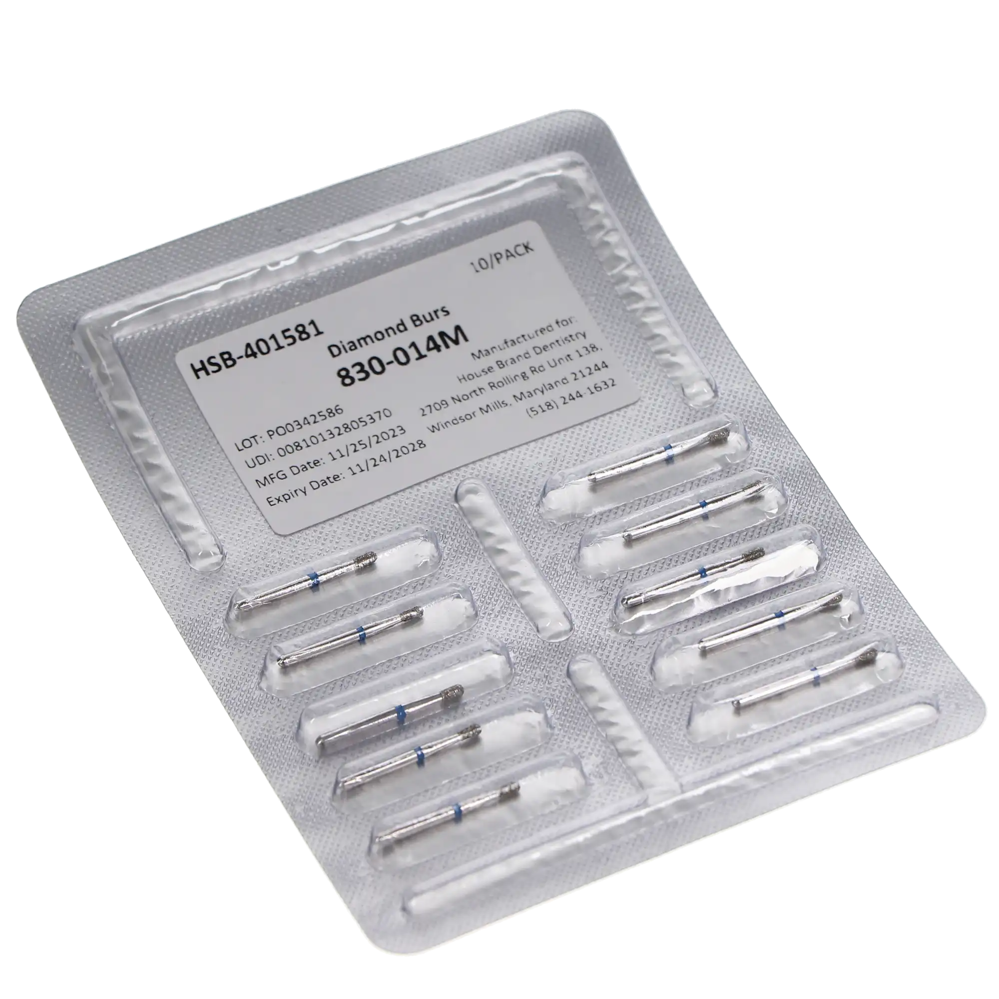 HSB Pear Diamond Burs, 830-014M, 10/Pk thumbnail 3