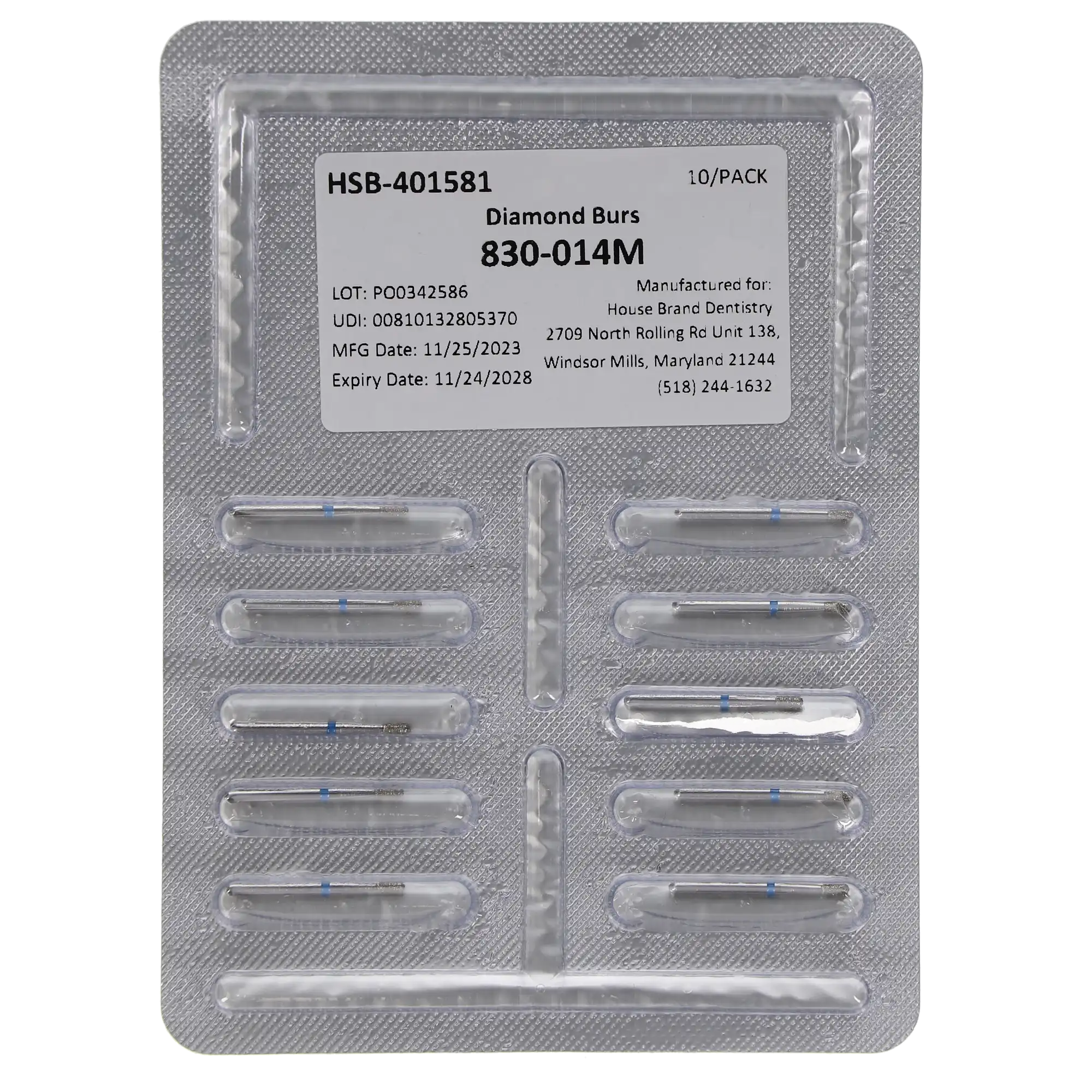 HSB Pear Diamond Burs, 830-014M, 10/Pk thumbnail 4