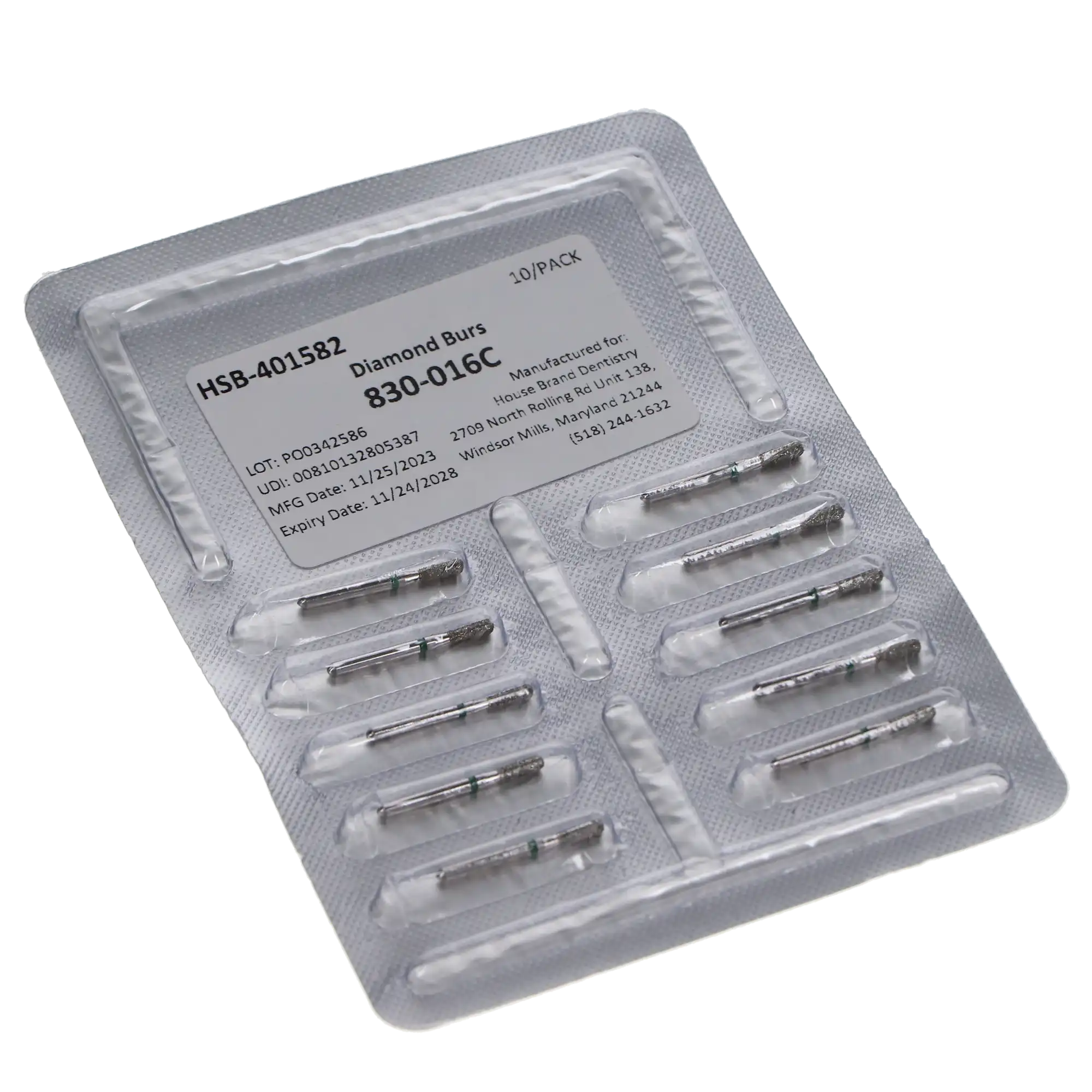 HSB Pear Diamond Burs, 830-016C, 10/Pk, 401582 thumbnail 3