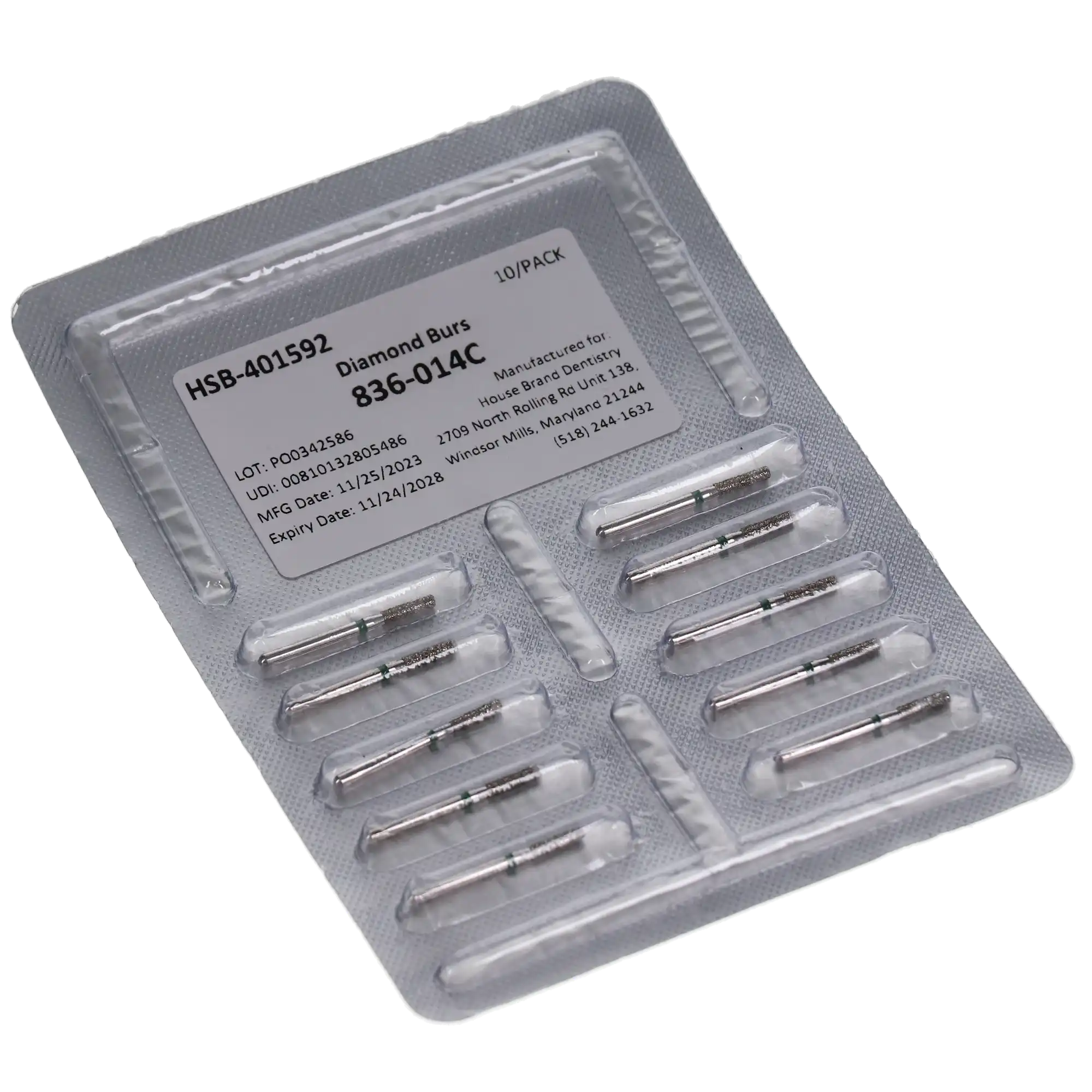 HSB Diamonds Flat End Cylinder Bur 836-014C, 10/Pk thumbnail 3