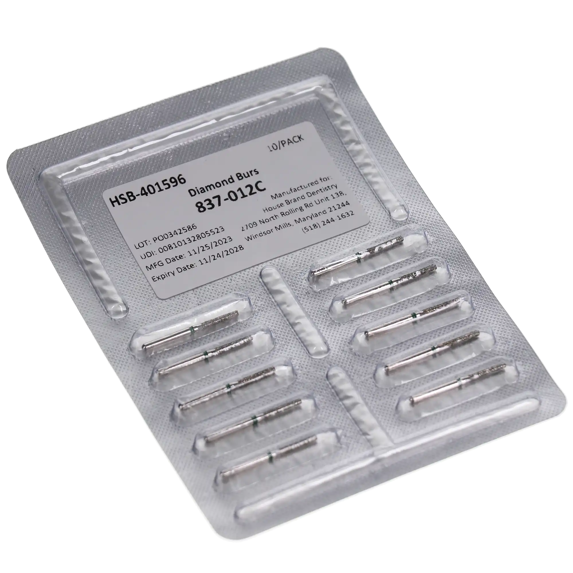HSB Diamonds Flat End Cylinder Bur 837-012C, 10/Pk thumbnail 3