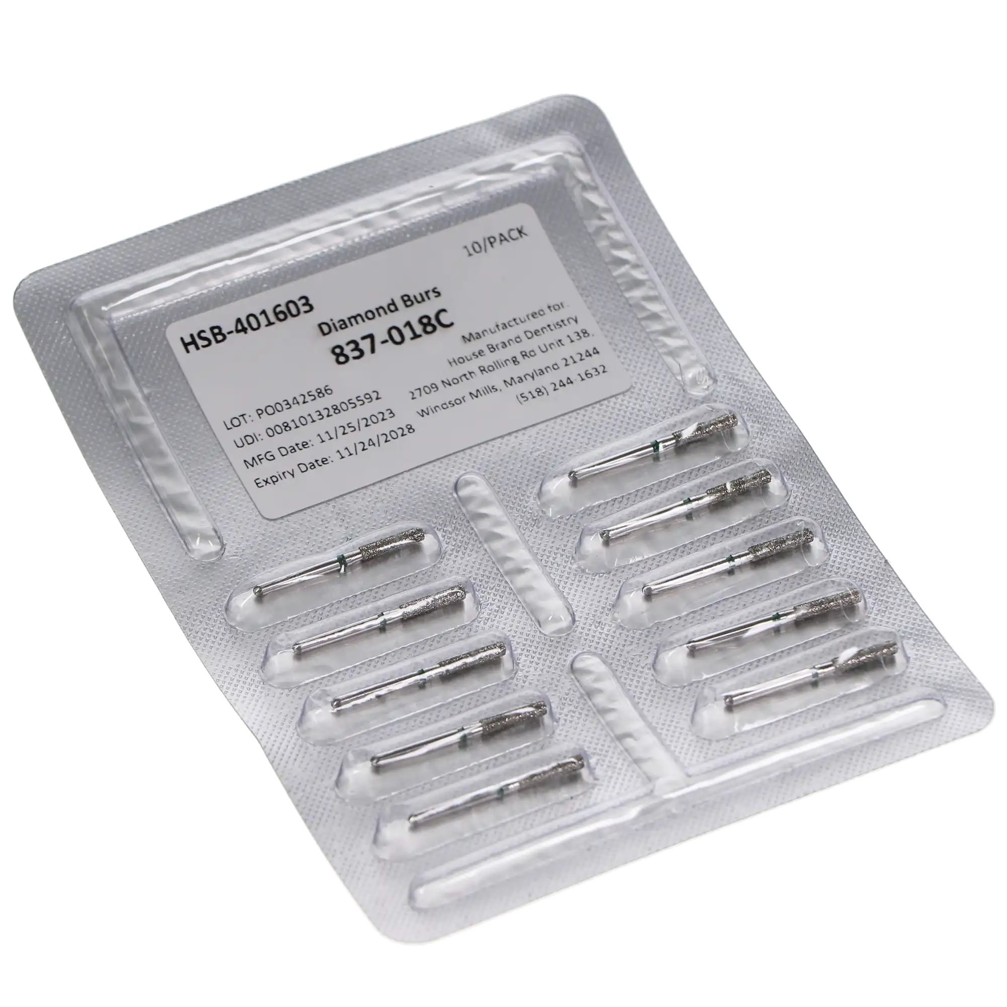 HSB Diamonds Flat End Cylinder Bur 837-018C, 10/Pk thumbnail 3